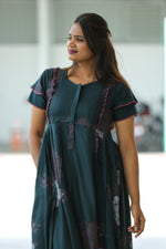 MANGAI Rayon Frock Nighties | Front Open Lengthy Zipper Comforts Feeding | Fancy Double Layered Sleeve's | Post & Pre Pregnancy's and Casual Wear | Side Pocket |Versatile Rayon Frock Night Gown's for Stylish Women's (RFF)