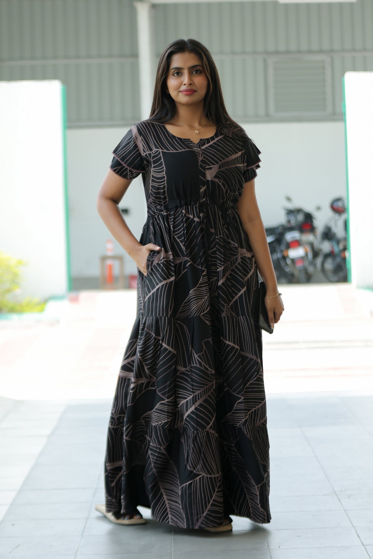Stylish Arrivals Rayon Gathering Frock Model Night Gown's | Front Adjustable Gathering Style Rope | Double Layer Sleeve | Trending Collection's for Stylish Women's (FKG)