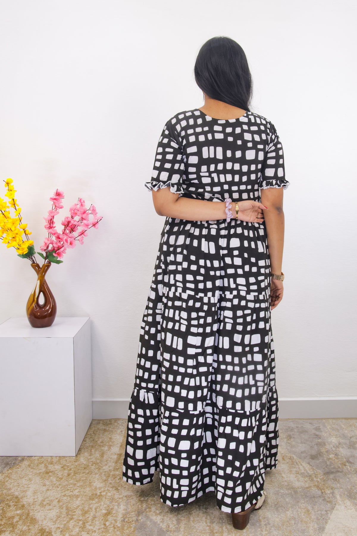 Mangai 3 Layer Frock Model Nighties Soft and Smooth Premium Quality Rayon Material , Fancy Frilled Sleeve, Side Pocket , Back tie Rope , Stylish Collection's for Trendy Women's (MRK)