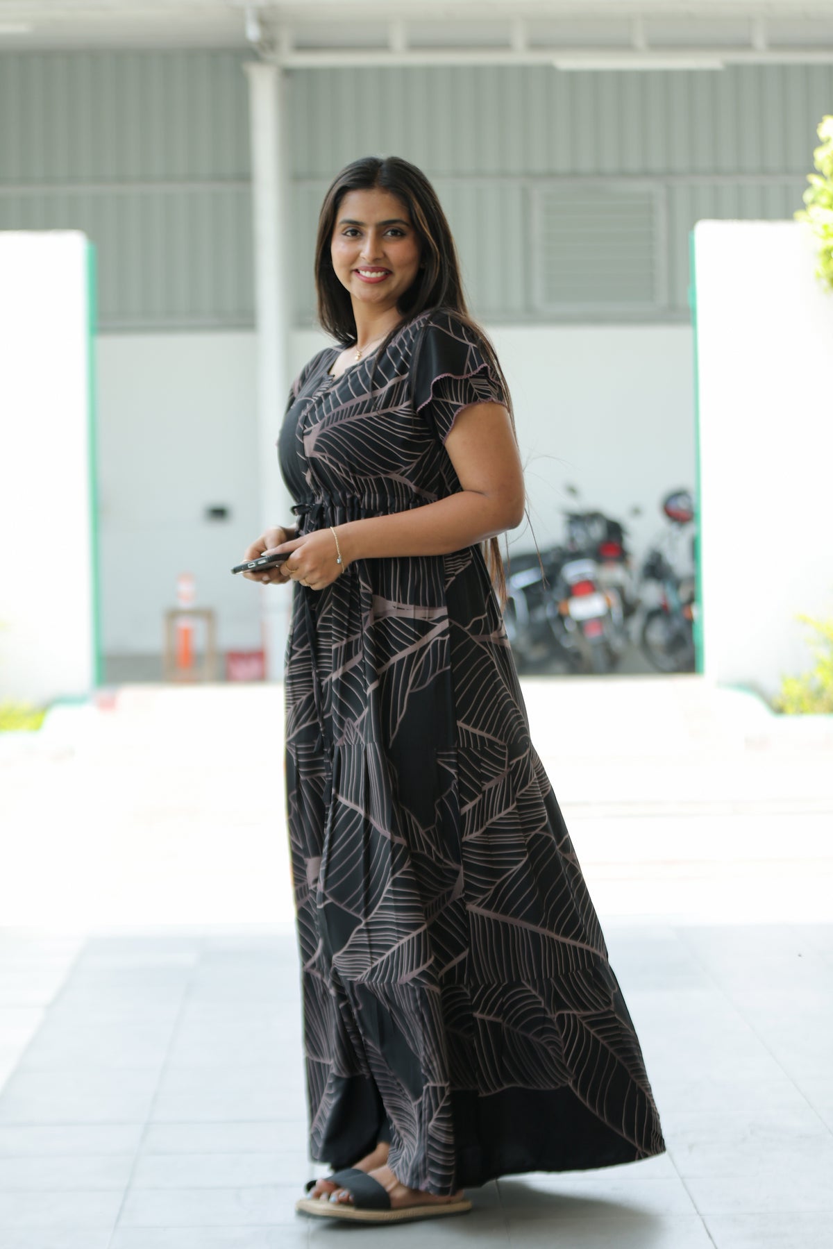 Stylish Arrivals Rayon Gathering Frock Model Night Gown's | Front Adjustable Gathering Style Rope | Double Layer Sleeve | Trending Collection's for Stylish Women's (FKG)
