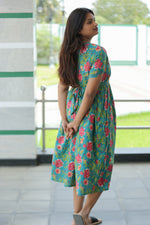 New Katha Printed Stylish Feeding Maxi with Soft Cotton Fabric, V-Cut Neck & Back Tie-Up Rope MAXI Feeding Frock (KFM)