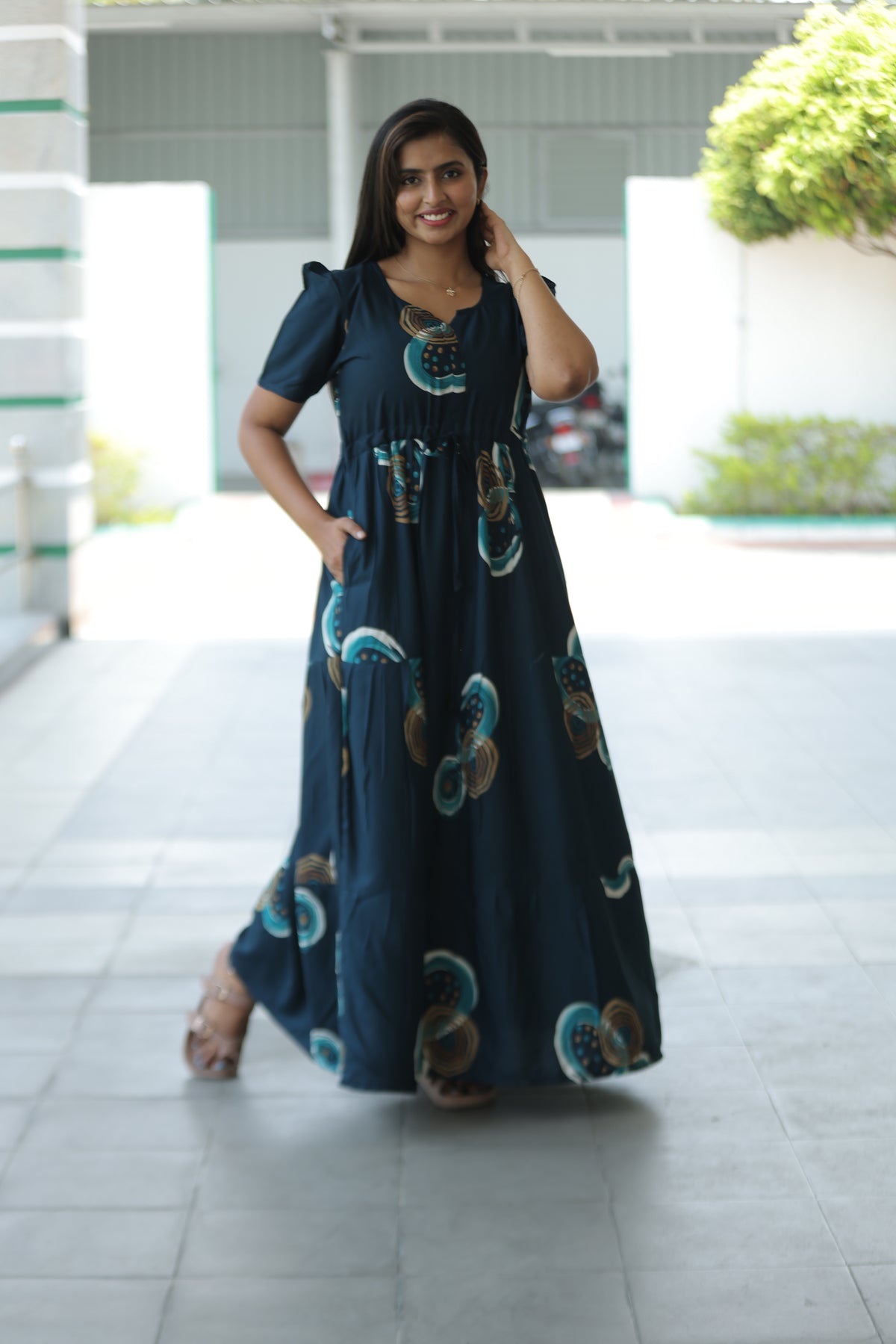Stylish Arrivals Rayon Gathering Frock Model Night Gown's | Front Adjustable Gathering Style Rope | Puff Sleeve | Trending Collection's for Stylish Women's (FKG)