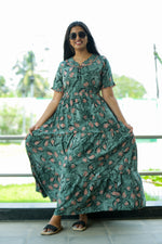 Mangai 3 Layer Flared Frock Model Nighties Soft and Smooth Premium Quality Rayon Material , Fancy Frilled Sleeve, Side Pocket , Back tie Rope , Stylish Collection's for Trendy Women's (MRK)