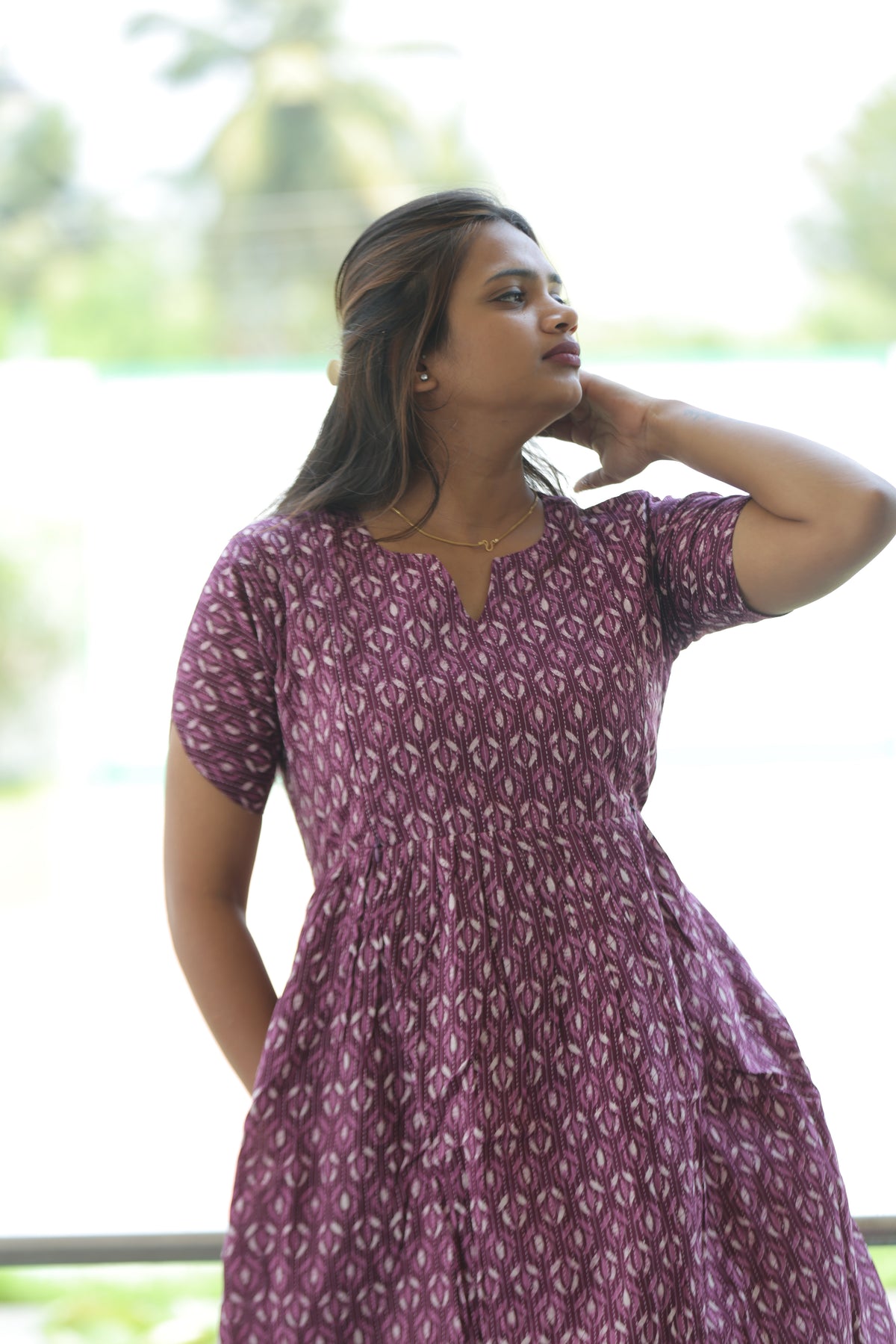 New Katha Printed Stylish Feeding Maxi with Soft Cotton Fabric, V-Cut Neck & Back Tie-Up Rope MAXI Feeding Frock (KFM)