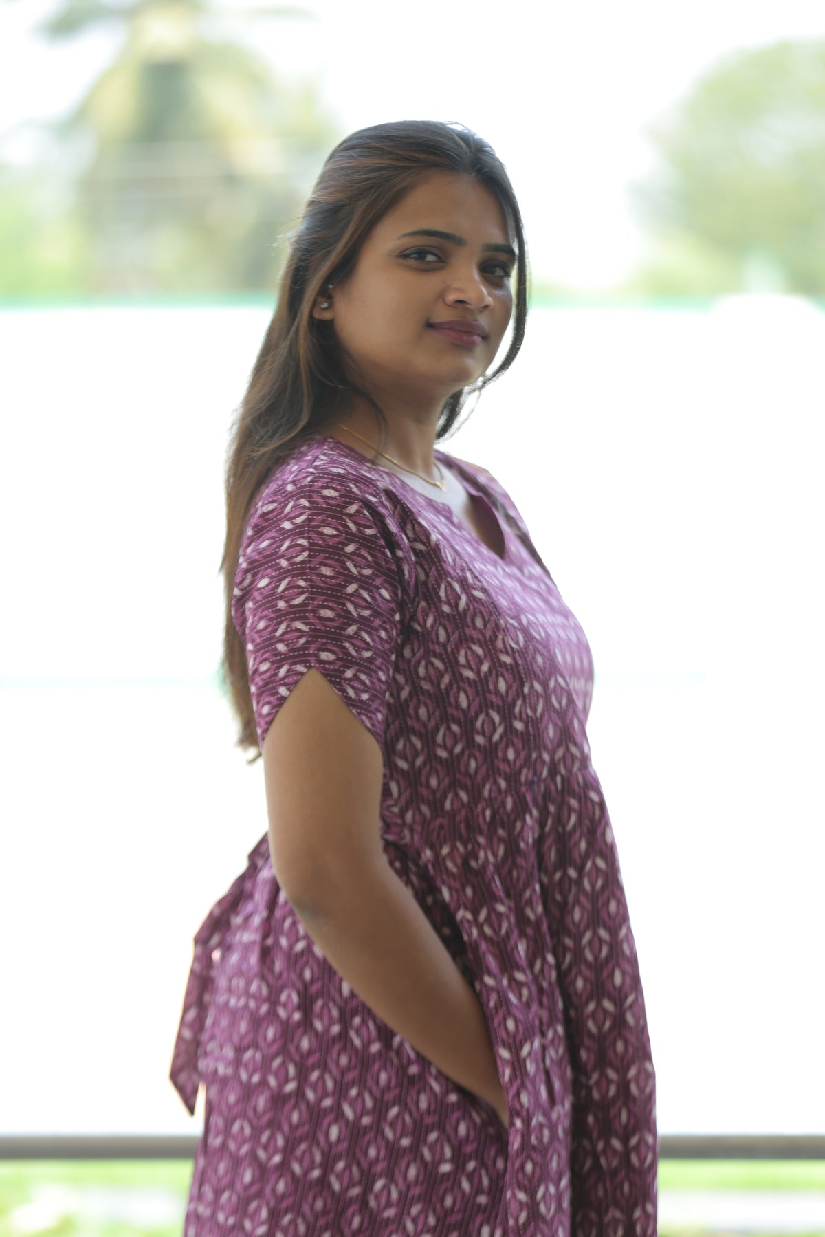 New Katha Printed Stylish Feeding Maxi with Soft Cotton Fabric, V-Cut Neck & Back Tie-Up Rope MAXI Feeding Frock (KFM)