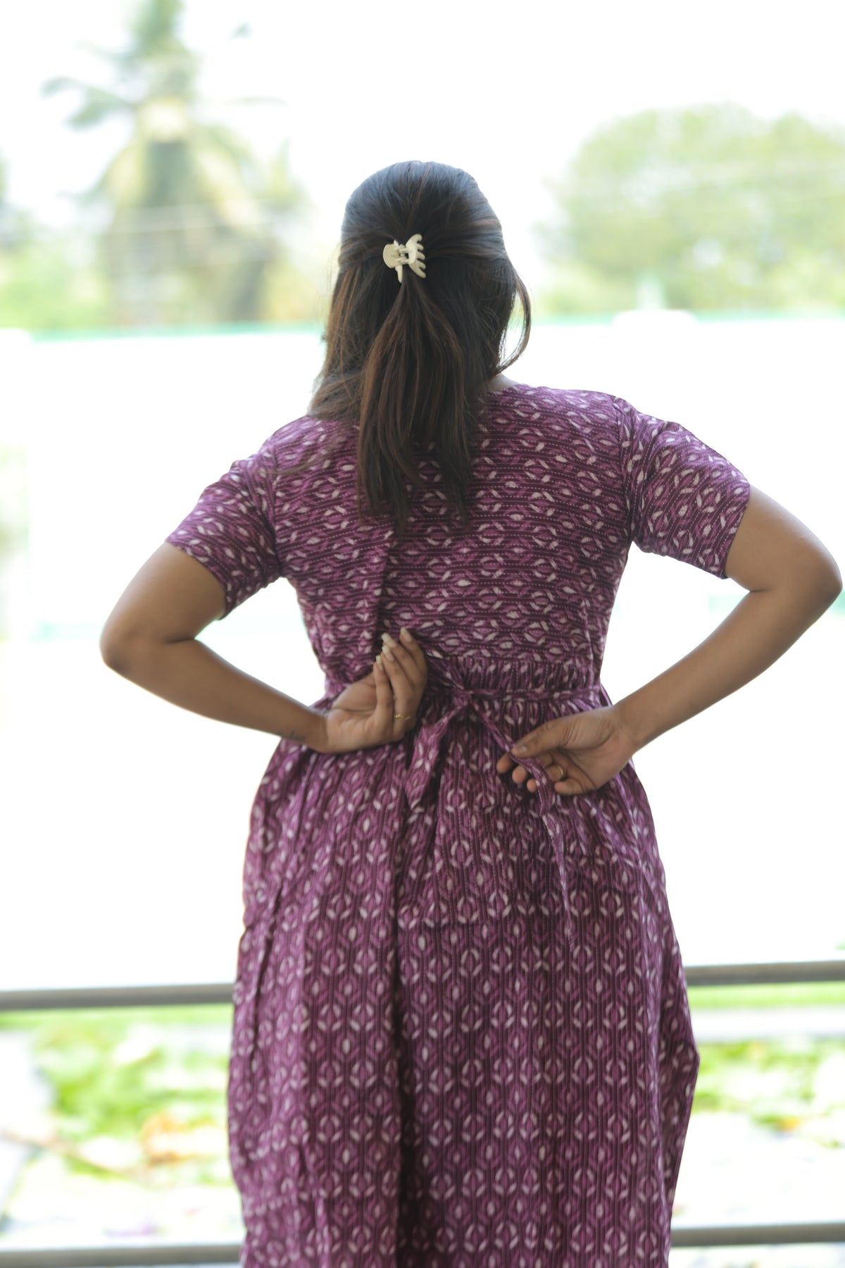 New Katha Printed Stylish Feeding Maxi with Soft Cotton Fabric, V-Cut Neck & Back Tie-Up Rope MAXI Feeding Frock (KFM)