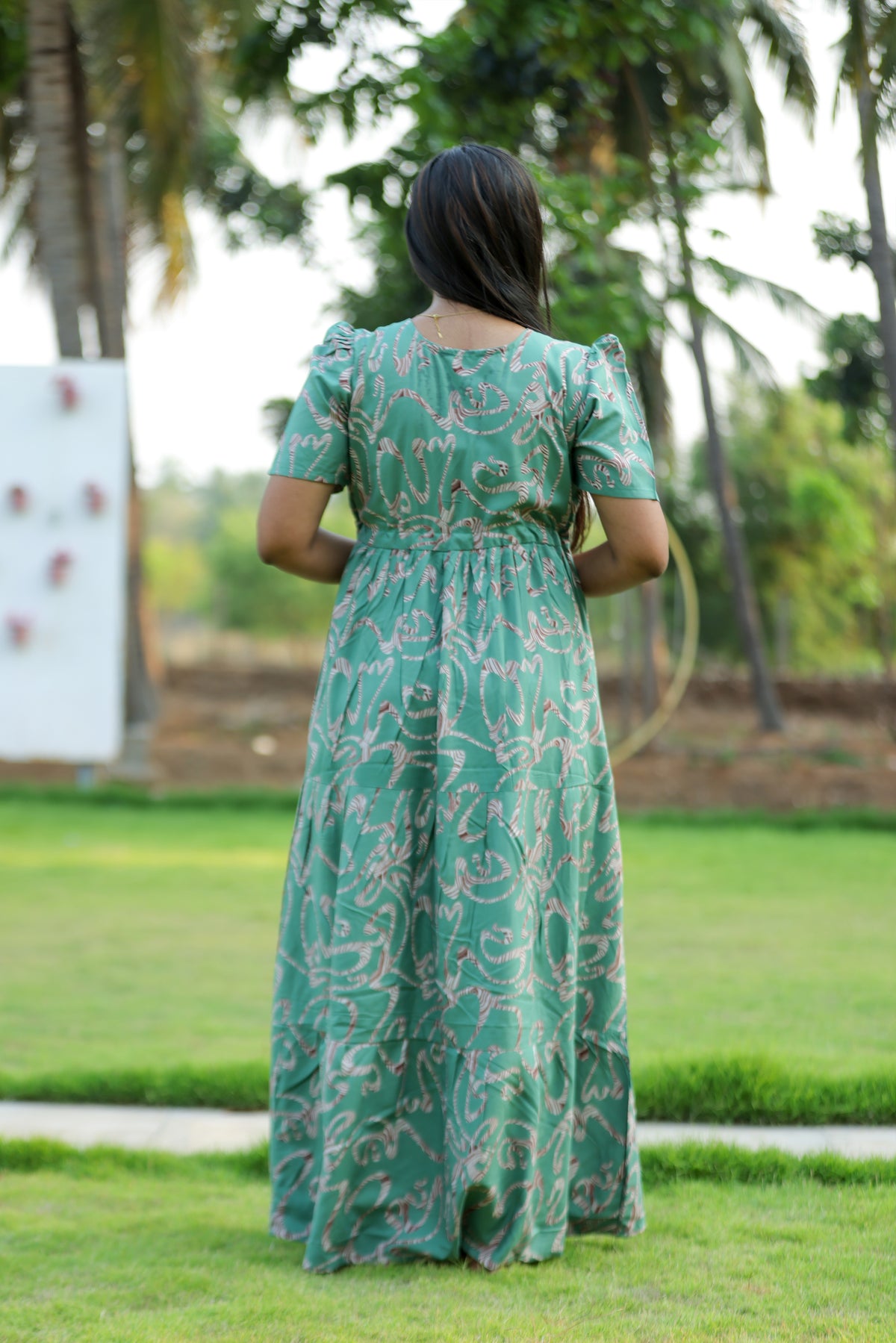 Stylish Arrivals Rayon Gathering Frock Model Night Gown's | Front Adjustable Gathering Style Rope | Puff Sleeve | Trending Collection's for Stylish Women's (FKG)