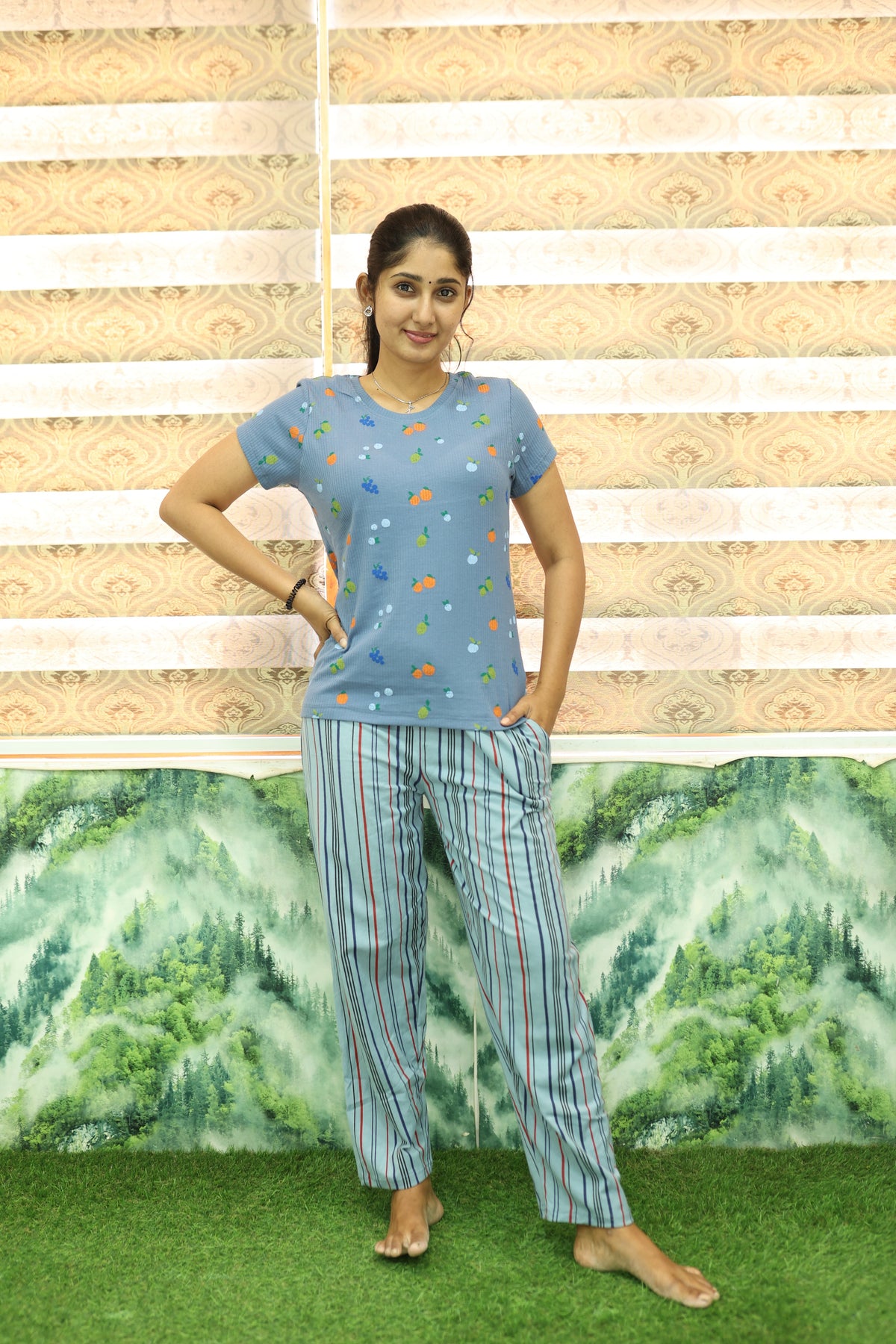 Mangai New Premium Cotton Knitted Pyjama Set Night Suits | Summer Special Arrivals Top & Bottom Set | Soft & Smooth Nightwear a Trendy Women's (PYJAMA SET)