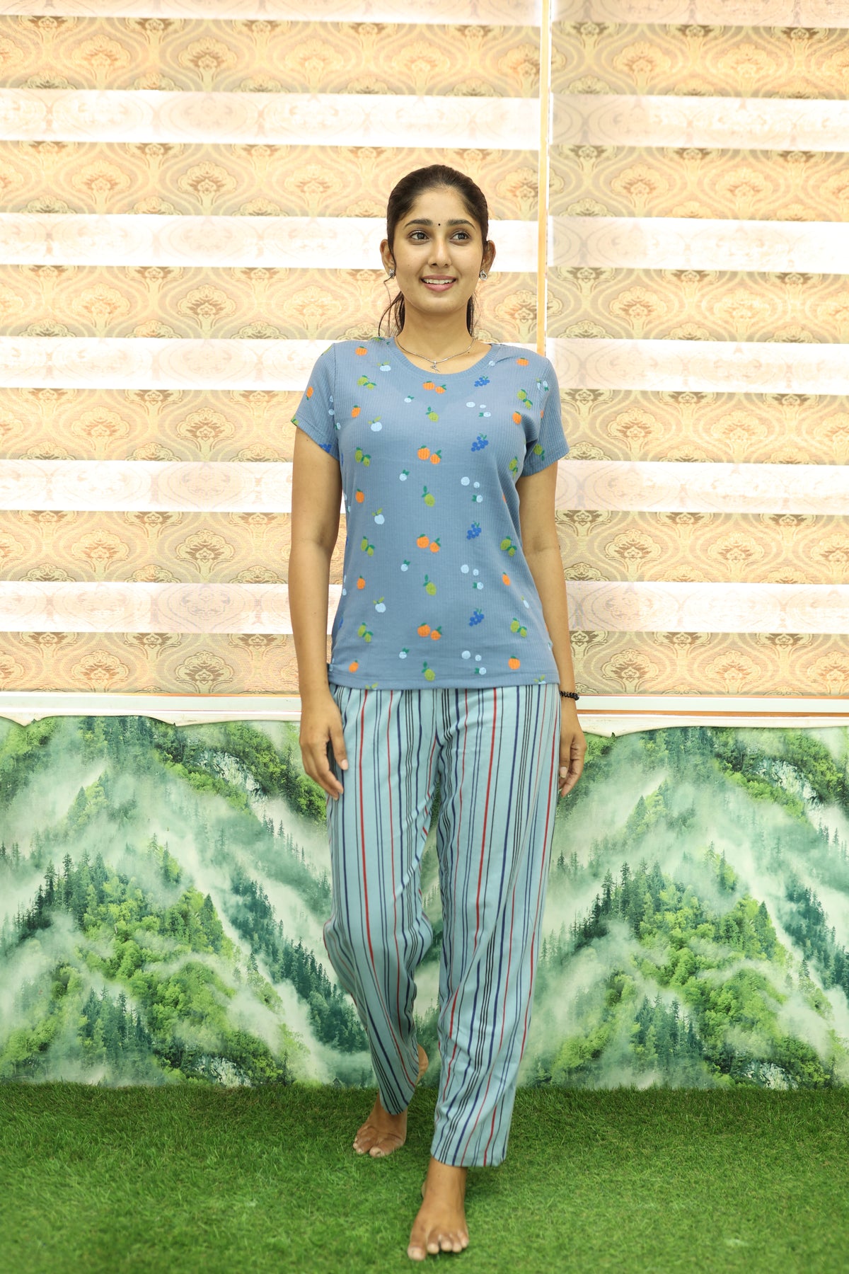 Mangai New Premium Cotton Knitted Pyjama Set Night Suits | Summer Special Arrivals Top & Bottom Set | Soft & Smooth Nightwear a Trendy Women's (PYJAMA SET)