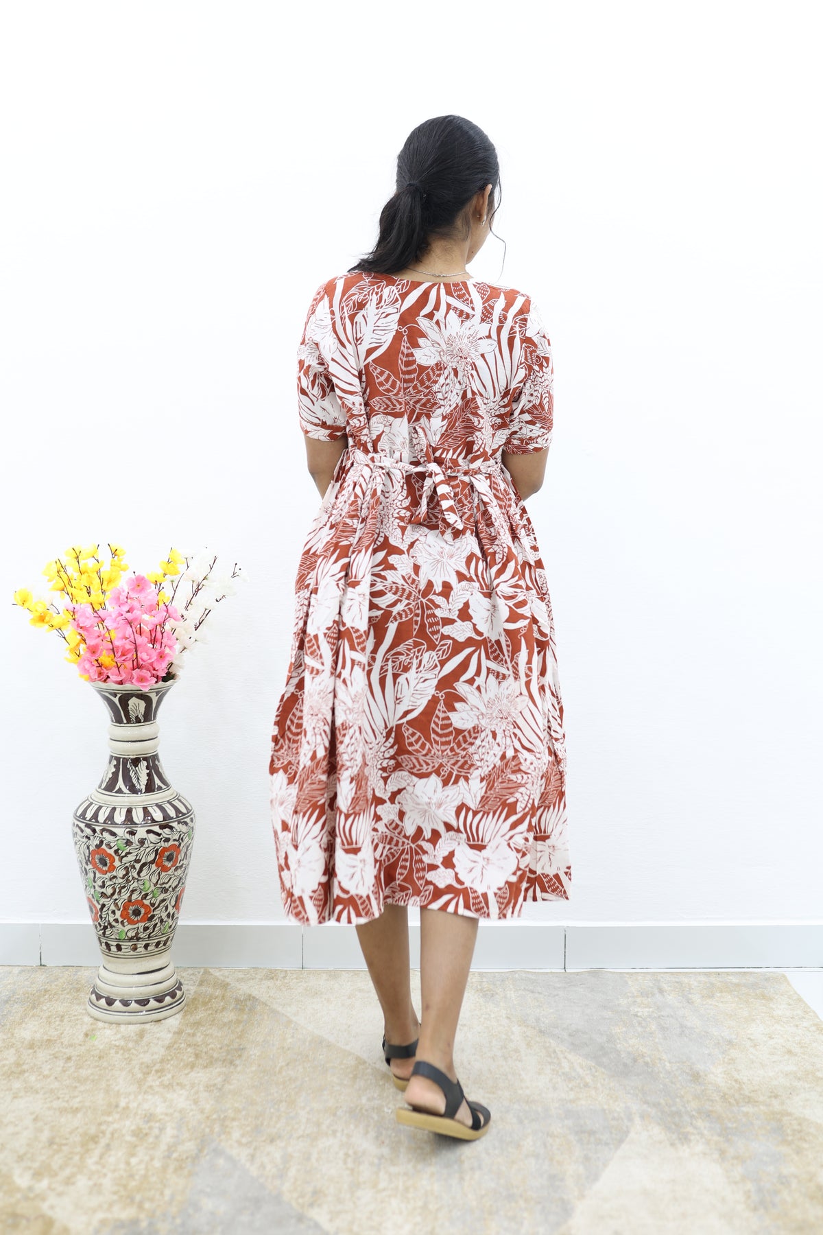 New Mangai Cotton Feeding MAXI Soft & Smooth Cotton | Invisible Vertical Feeding Zipper | Side Pockets | Back Adjustable Tie Rope |Casual & Maternity Wear (JFM)