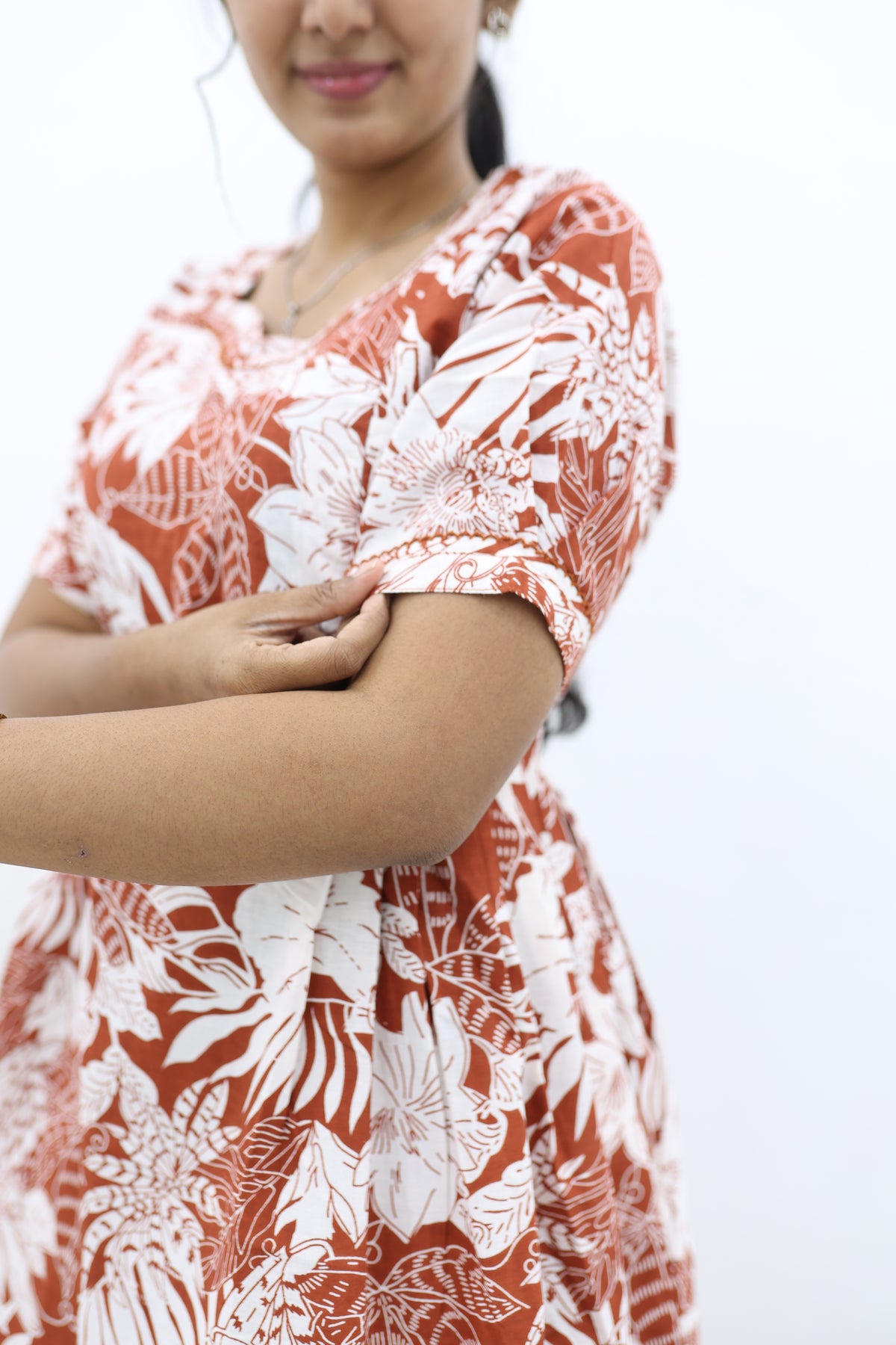 New Mangai Cotton Feeding MAXI Soft & Smooth Cotton | Invisible Vertical Feeding Zipper | Side Pockets | Back Adjustable Tie Rope |Casual & Maternity Wear (JFM)