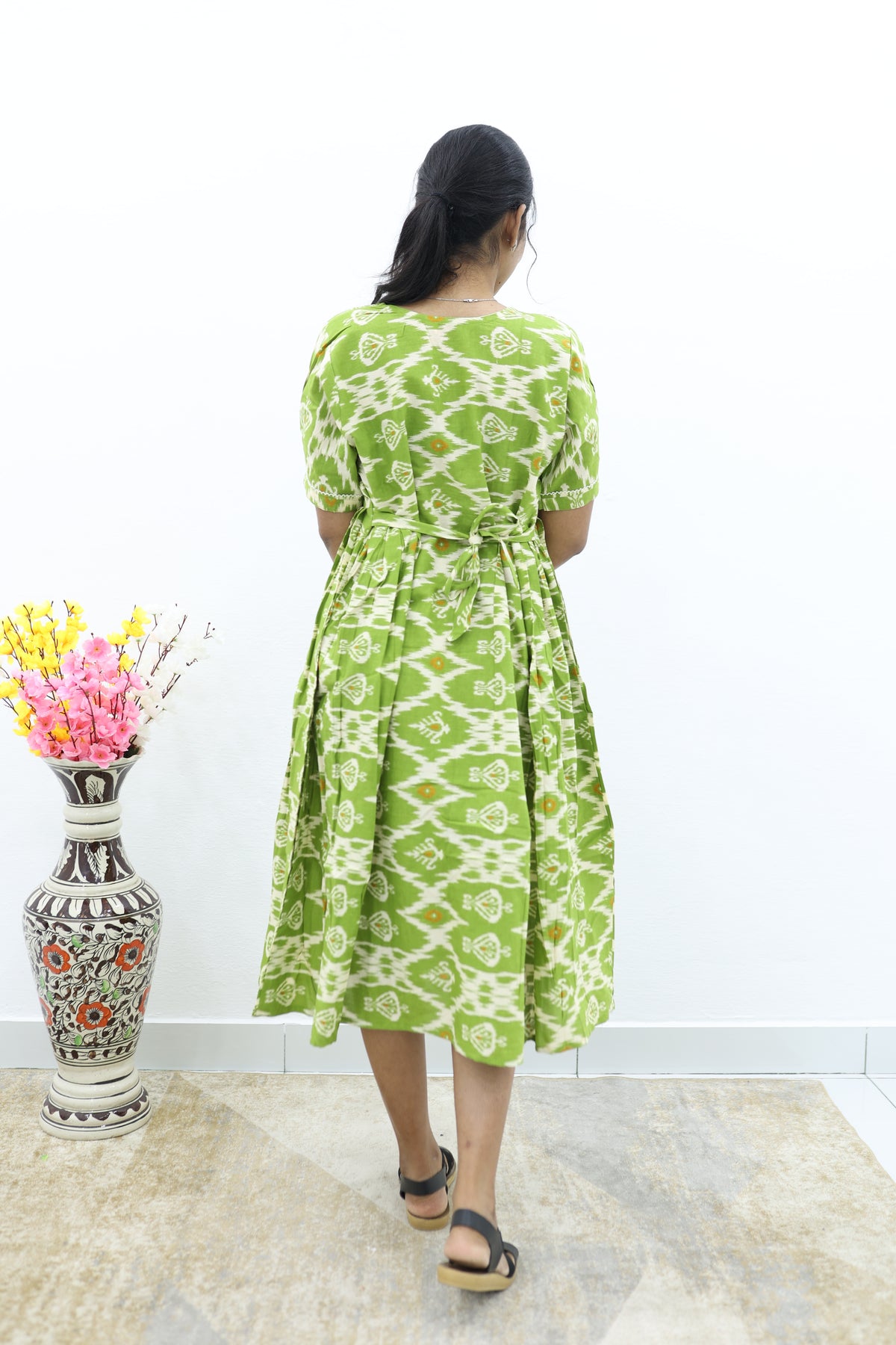 New Mangai Cotton Feeding MAXI Soft & Smooth Cotton | Invisible Vertical Feeding Zipper | Side Pockets | Back Adjustable Tie Rope |Casual & Maternity Wear (JFM)