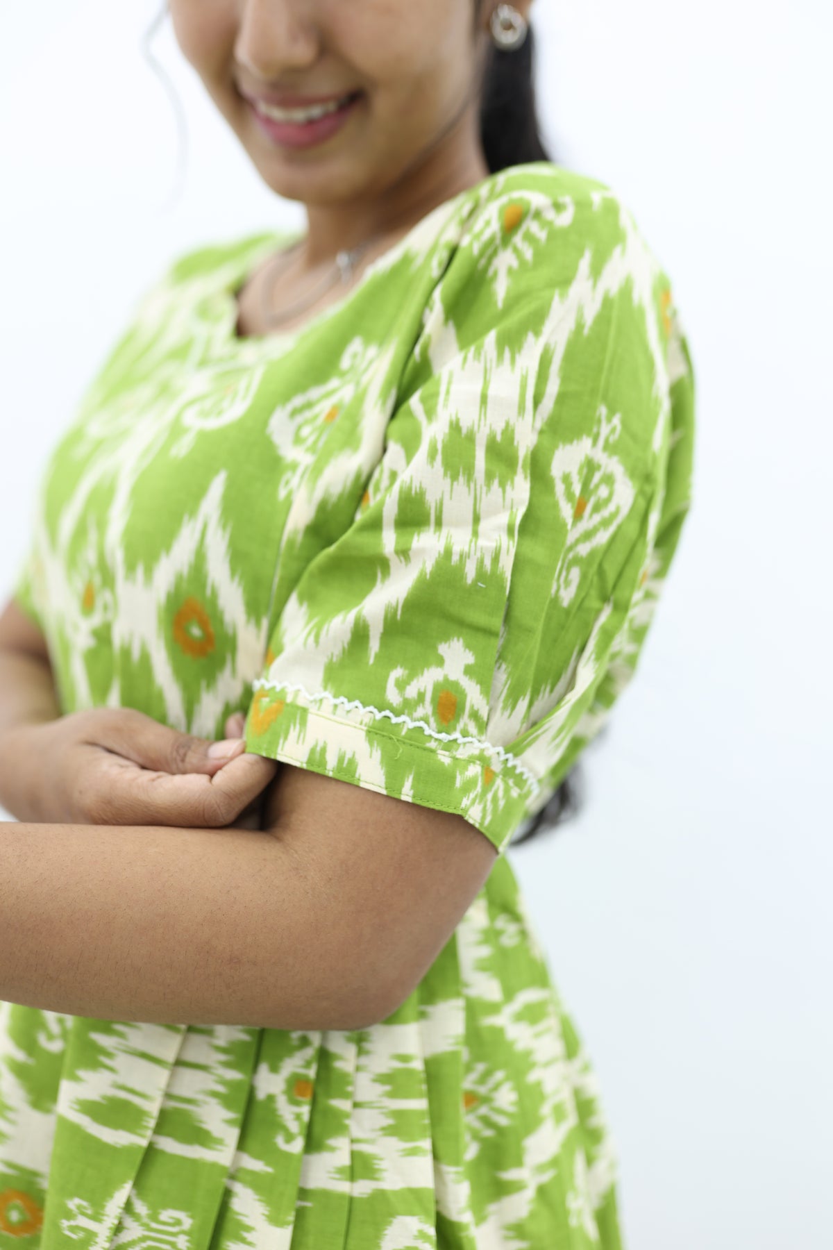 New Mangai Cotton Feeding MAXI Soft & Smooth Cotton | Invisible Vertical Feeding Zipper | Side Pockets | Back Adjustable Tie Rope |Casual & Maternity Wear (JFM)