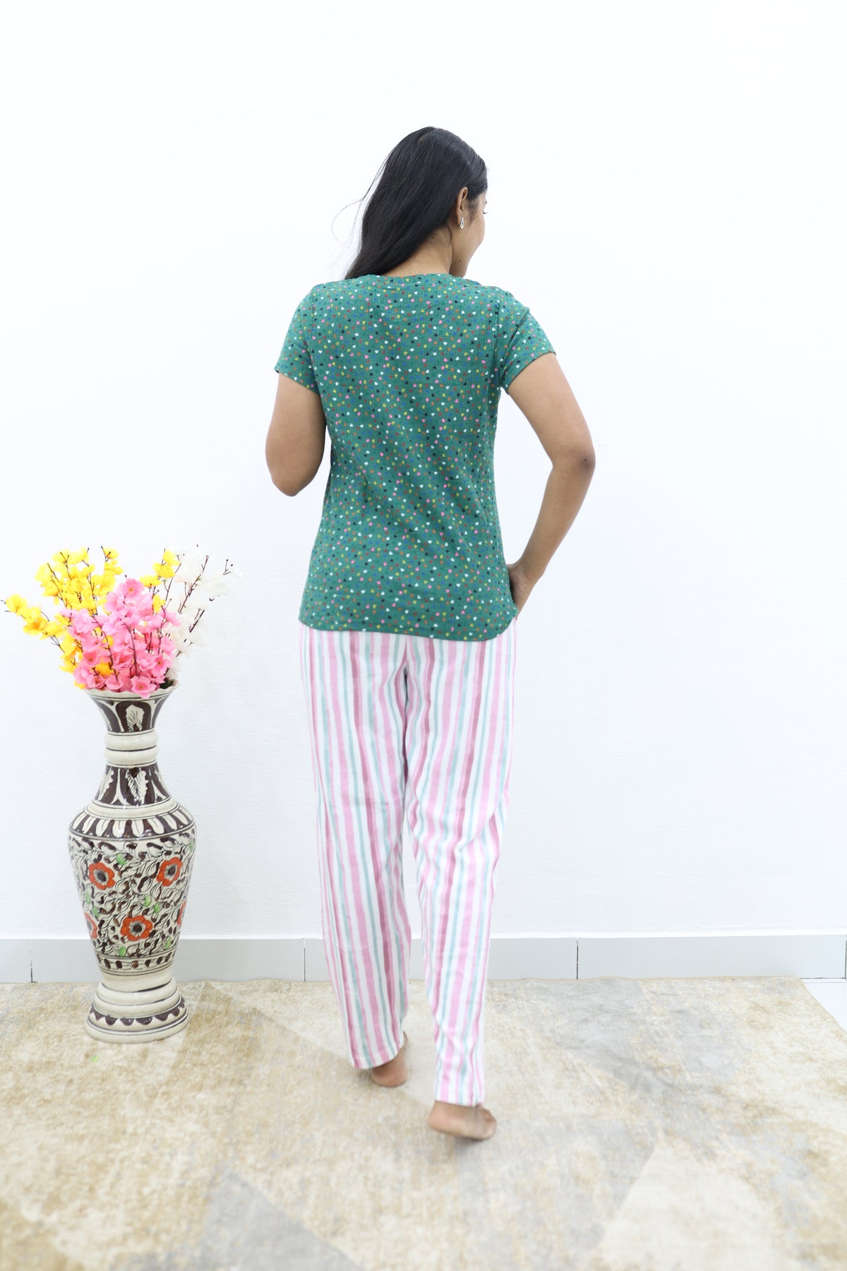 Mangai New Premium Cotton Knitted Pyjama Set Night Suits | Summer Special Arrivals Top & Bottom Set | Soft & Smooth Nightwear a Trendy Women's (PYJAMA SET)