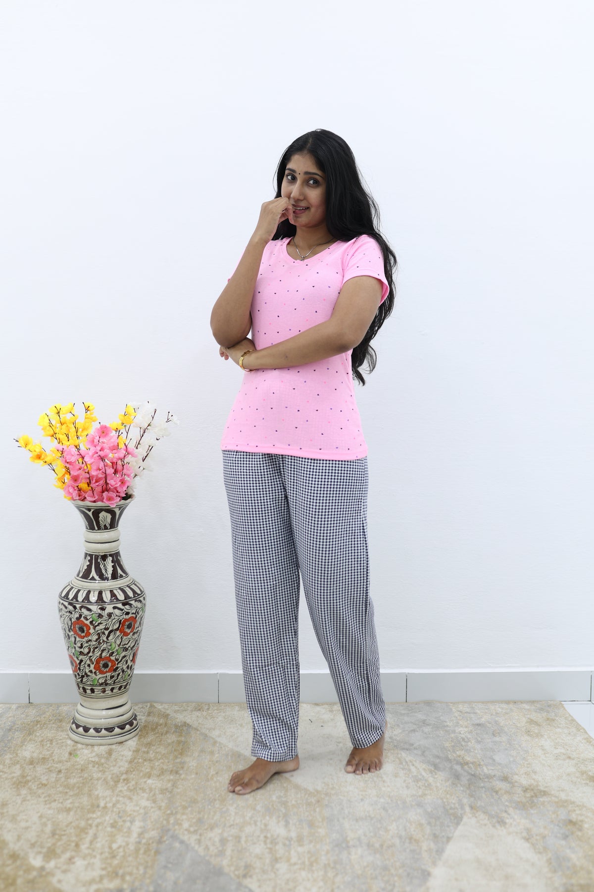 Mangai New Premium Cotton Knitted Pyjama Set Night Suits | Summer Special Arrivals Top & Bottom Set | Soft & Smooth Nightwear a Trendy Women's (PYJAMA SET)