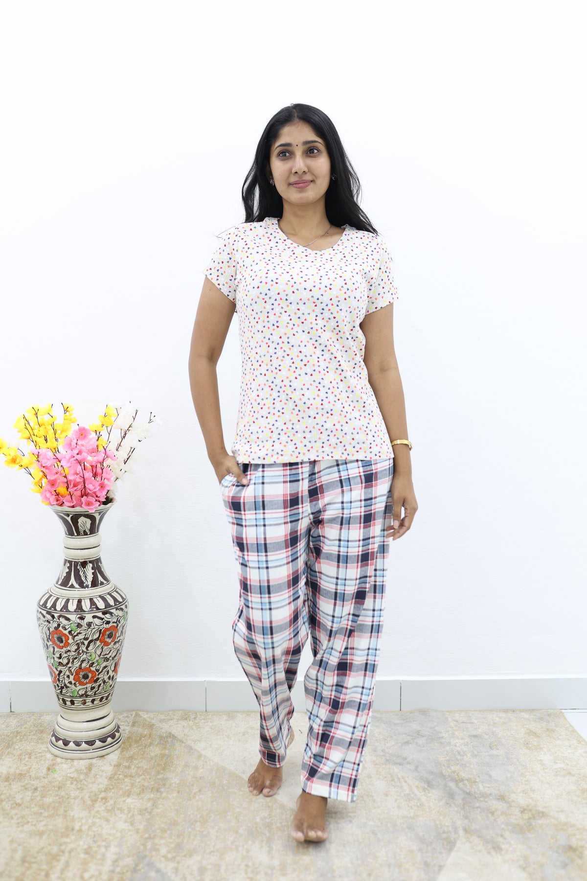 Mangai New Premium Cotton Knitted Pyjama Set Night Suits | Summer Special Arrivals Top & Bottom Set | Soft & Smooth Nightwear a Trendy Women's (PYJAMA SET)