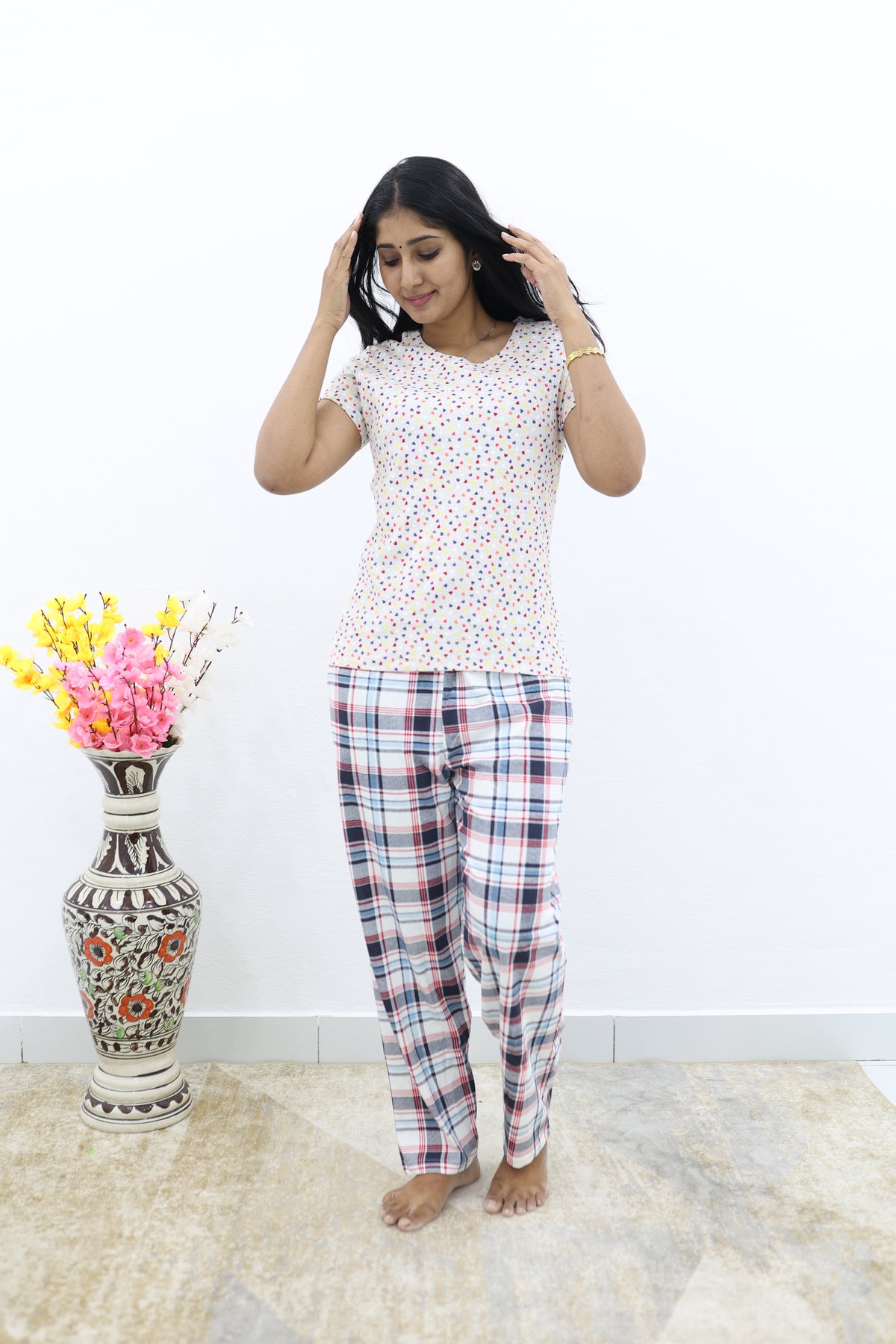 Mangai New Premium Cotton Knitted Pyjama Set Night Suits | Summer Special Arrivals Top & Bottom Set | Soft & Smooth Nightwear a Trendy Women's (PYJAMA SET)
