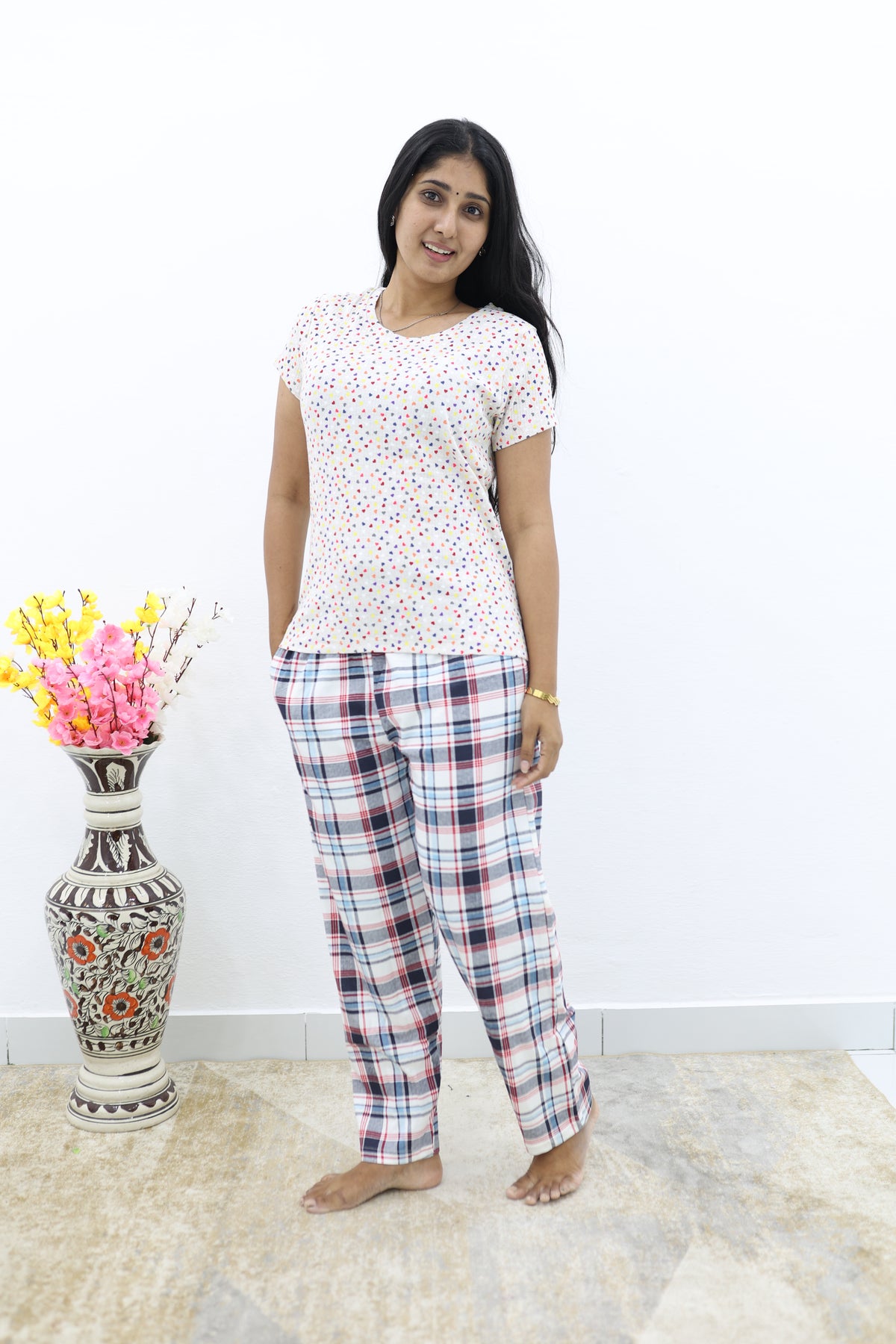 Mangai New Premium Cotton Knitted Pyjama Set Night Suits | Summer Special Arrivals Top & Bottom Set | Soft & Smooth Nightwear a Trendy Women's (PYJAMA SET)