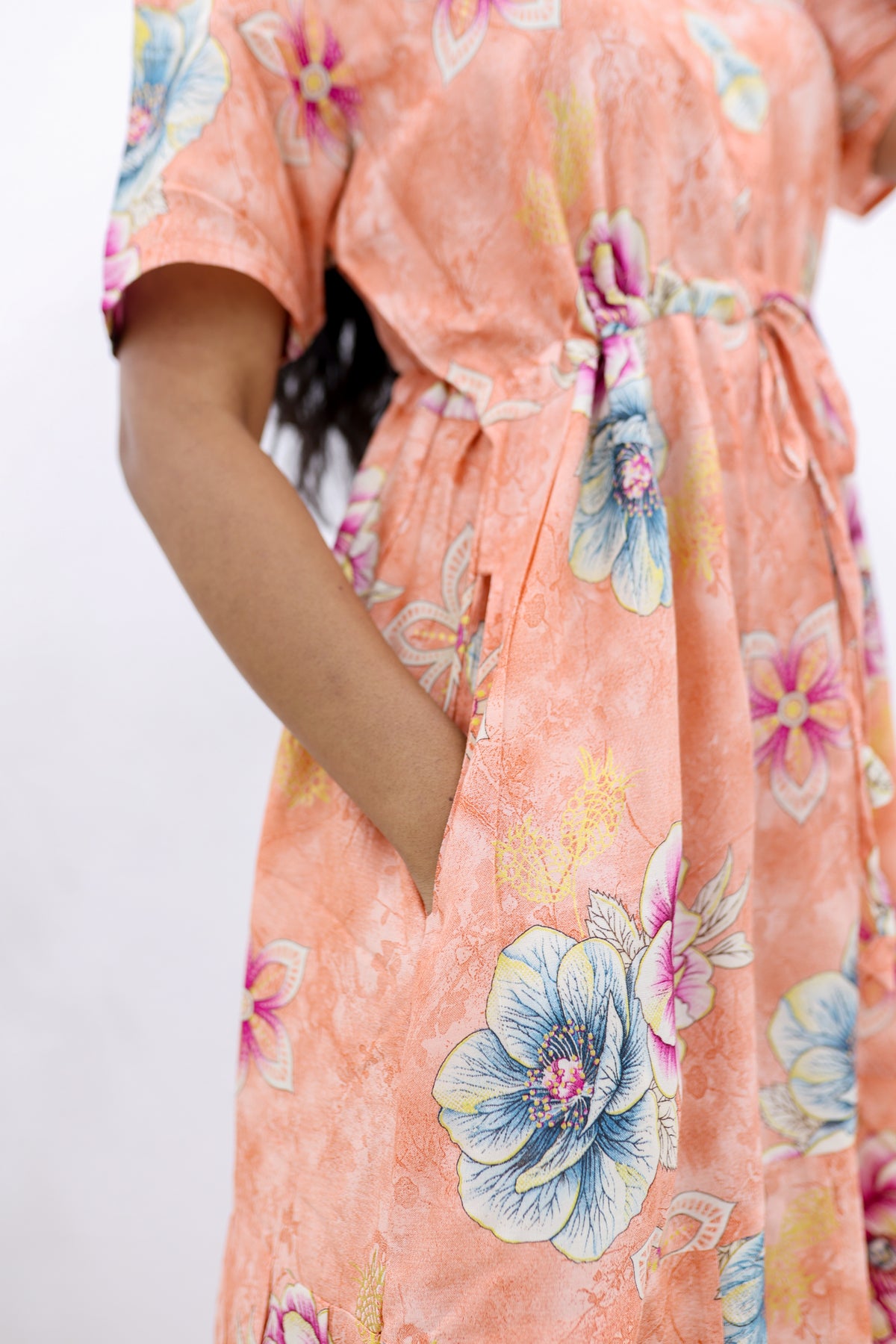 Rayon Colourful Foil Printing Gathering Frock Model Nighties | Side Pocket and Gathering Front Rope | Fancy Puff Sleeve & Maxi Frock Nightwear for Stylish Women's (FGF)