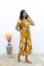 Rayon Colourful Foil Printing Gathering Frock Model Nighties | Side Pocket and Gathering Front Rope | Fancy Double Layer Sleeve & Maxi Frock Nightwear for Stylish Women's (FGF)