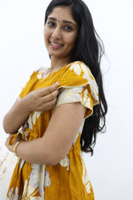 Rayon Colourful Foil Printing Gathering Frock Model Nighties | Side Pocket and Gathering Front Rope | Fancy Double Layer Sleeve & Maxi Frock Nightwear for Stylish Women's (FGF)