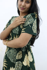 Rayon Colourful Foil Printing Gathering Frock Model Nighties | Side Pocket and Gathering Front Rope | Fancy Puff Sleeve & Maxi Frock Nightwear for Stylish Women's (FGF)