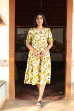 MANGAI New Stylish Rayon Maxi Frock for Women | Frilled Half Sleeves & Front Patch Frill Neck | Adjustable Back Tie-Up | Side Pocket Comfort Nightwear (RGM)