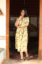 MANGAI New Stylish Rayon Maxi Frock for Women | Frilled Half Sleeves & Front Patch Frill Neck | Adjustable Back Tie-Up | Side Pocket Comfort Nightwear (RGM)