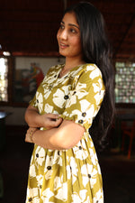 MANGAI New Stylish Rayon Maxi Frock for Women | Frilled Half Sleeves & Front Patch Frill Neck | Adjustable Back Tie-Up | Side Pocket Comfort Nightwear (RGM)