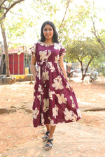 Rayon Colourful Foil Printing Gathering Frock Model Nighties | Side Pocket and Gathering Front Rope | Fancy Double Layer Sleeve & Maxi Frock Nightwear for Stylish Women's (FGF)