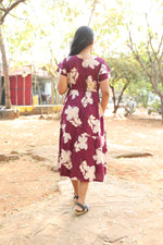 Rayon Colourful Foil Printing Gathering Frock Model Nighties | Side Pocket and Gathering Front Rope | Fancy Double Layer Sleeve & Maxi Frock Nightwear for Stylish Women's (FGF)