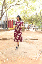 Rayon Colourful Foil Printing Gathering Frock Model Nighties | Side Pocket and Gathering Front Rope | Fancy Double Layer Sleeve & Maxi Frock Nightwear for Stylish Women's (FGF)