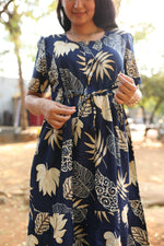 Rayon Colourful Foil Printing Gathering Frock Model Nighties | Side Pocket and Gathering Front Rope | Fancy Puff Sleeve & Maxi Frock Nightwear for Stylish Women's (FGF)