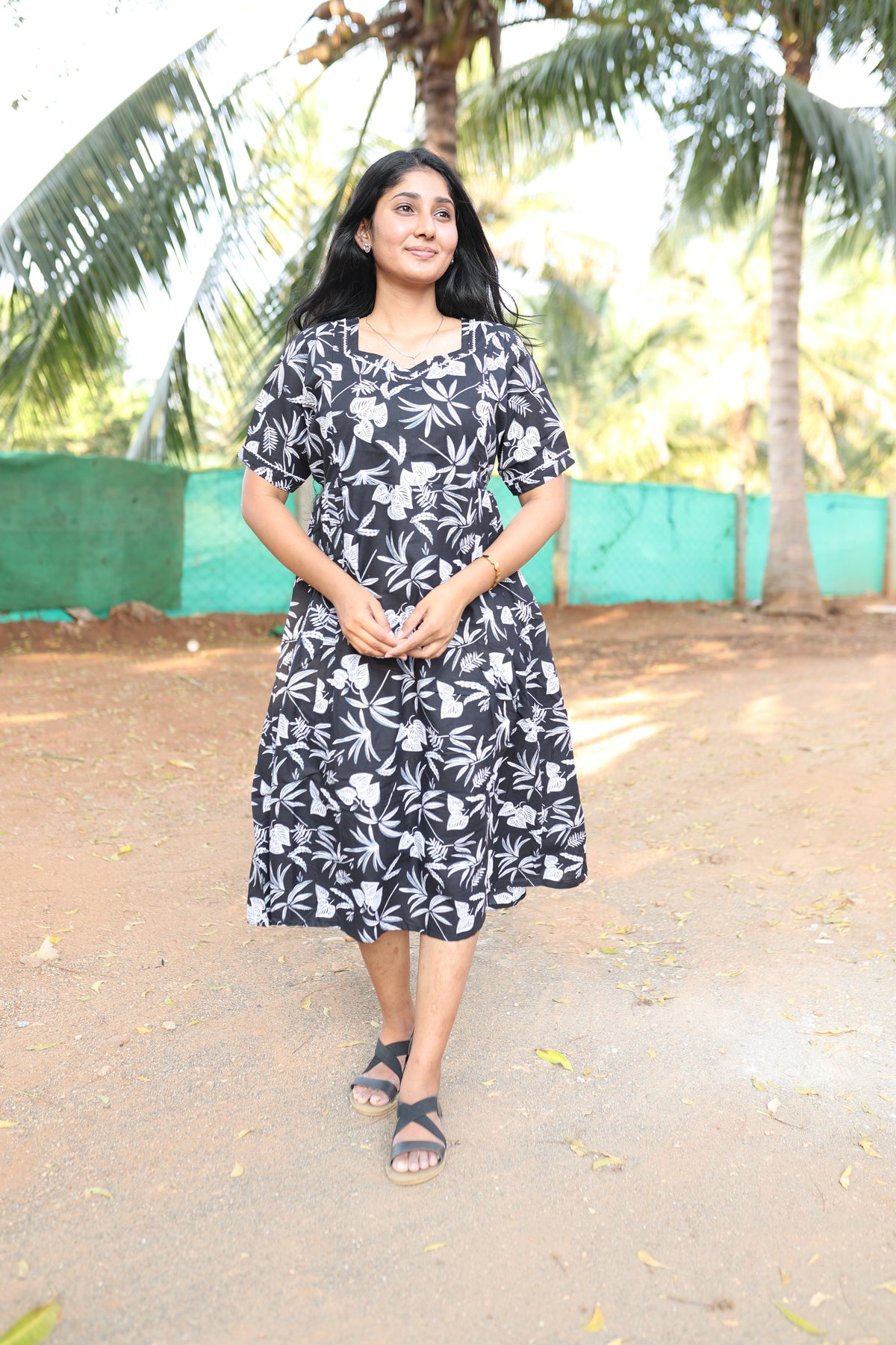 New Mangai Cotton Feeding MAXI Soft & Smooth Cotton | Invisible Vertical Feeding Zipper | Side Pockets | Back Adjustable Tie Rope |Casual & Maternity Wear (JFM)