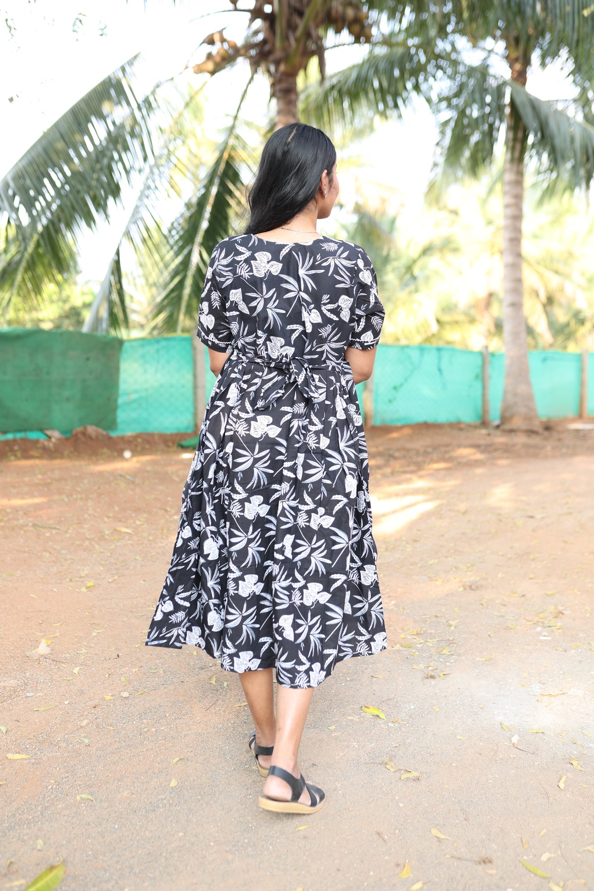 New Mangai Cotton Feeding MAXI Soft & Smooth Cotton | Invisible Vertical Feeding Zipper | Side Pockets | Back Adjustable Tie Rope |Casual & Maternity Wear (JFM)