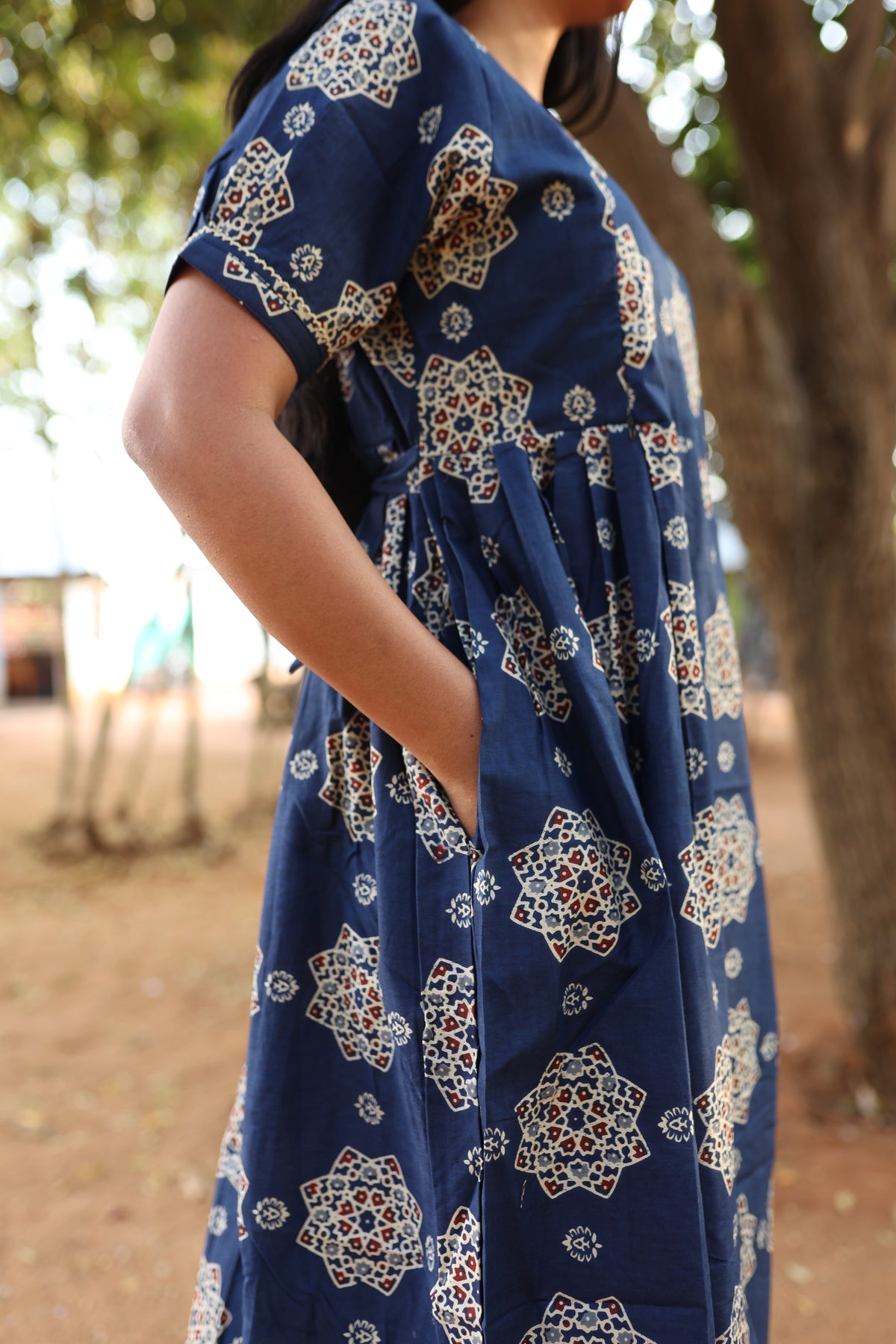 New Mangai Cotton Feeding MAXI Soft & Smooth Cotton | Invisible Vertical Feeding Zipper | Side Pockets | Back Adjustable Tie Rope |Casual & Maternity Wear (JFM)