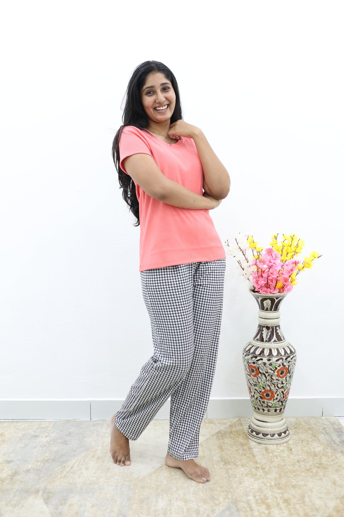 Mangai New Premium Cotton Knitted Pyjama Set Night Suits | Summer Special Arrivals Top & Bottom Set | Soft & Smooth Nightwear a Trendy Women's (PYJAMA SET)