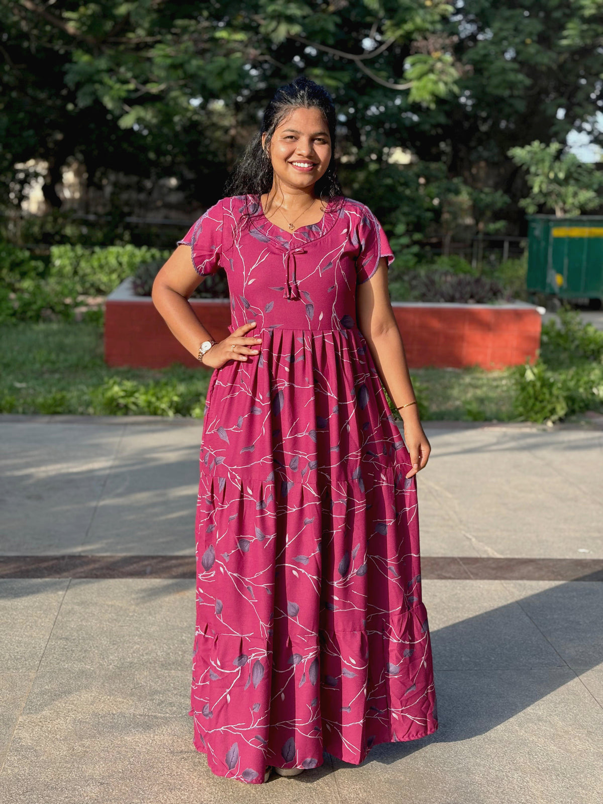 Stylish new FULL FROCK Model Nighties| Fancy Sleeves & Neck Pattern| Side Pocket with Back Tie Rope | Perfect Nightwear Trendy Women's (FRK)