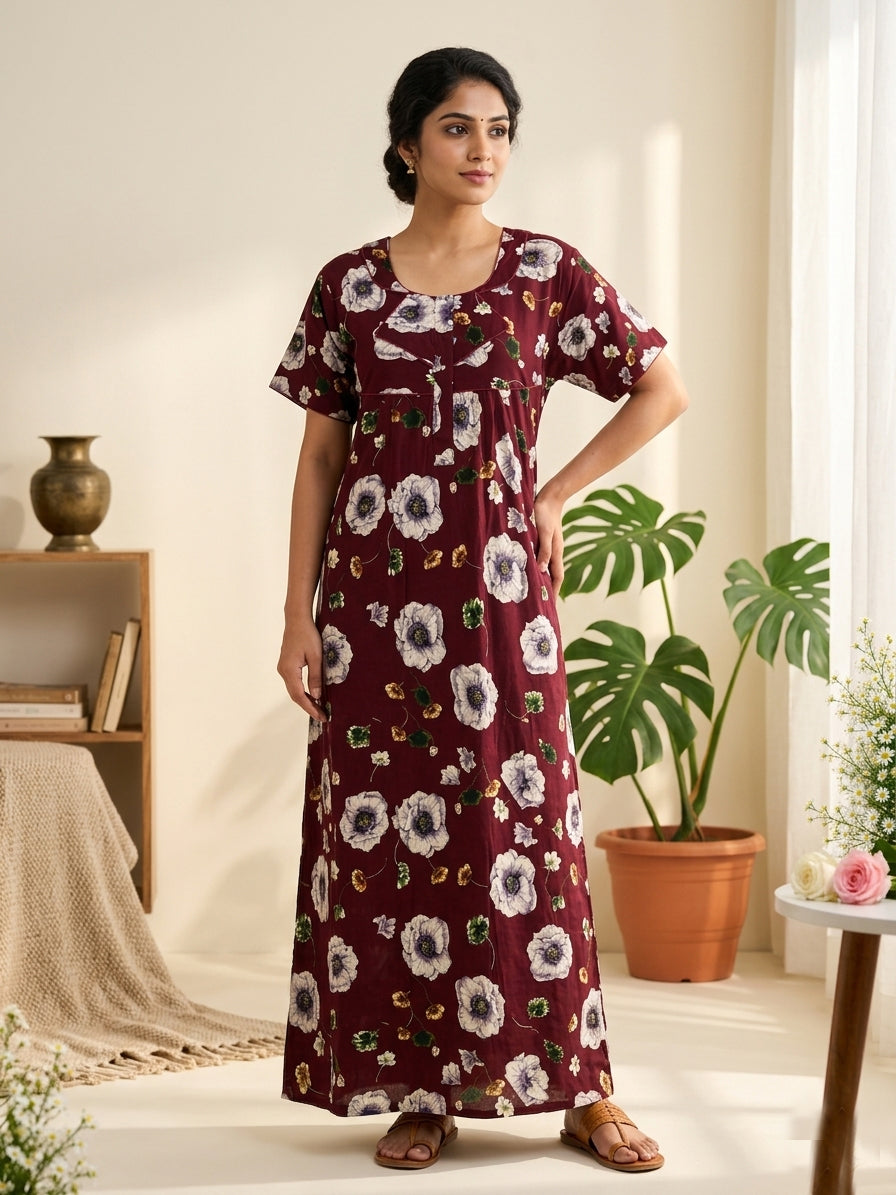MANGAI Premium Cotton Printed Pleated Model Half Sleeve 4XL Size Shrinkage Free Nighties (4PZ)
