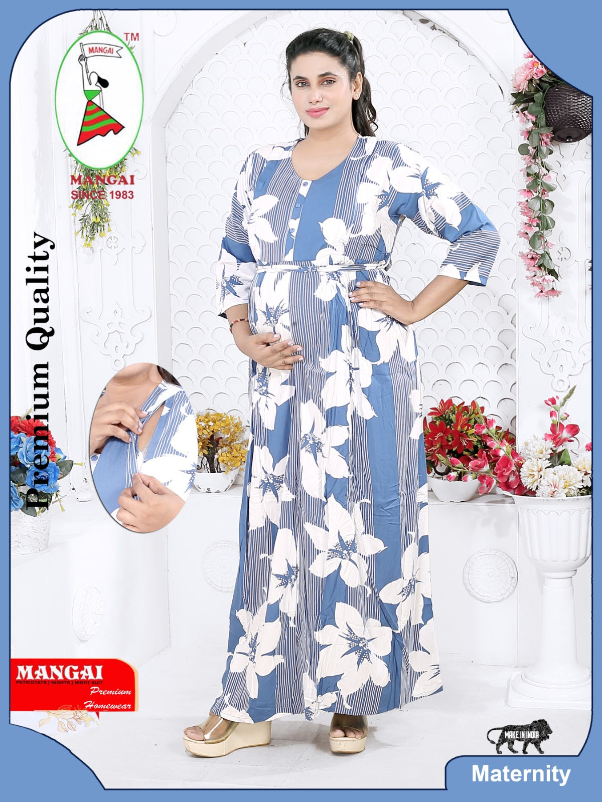 Soft Rayon4-IN-ONE Mom's Feeding & Casual Wear| Pre & Post Maternity Wear | Fancy Long Frock | Best Choice for Pregnancy Women (FIO-F)