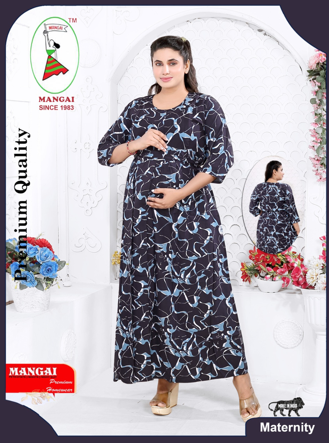 Soft Rayon4-IN-ONE Mom's Feeding & Casual Wear| Pre & Post Maternity Wear | Fancy Long Frock | Best Choice for Pregnancy Women (FIO-F)