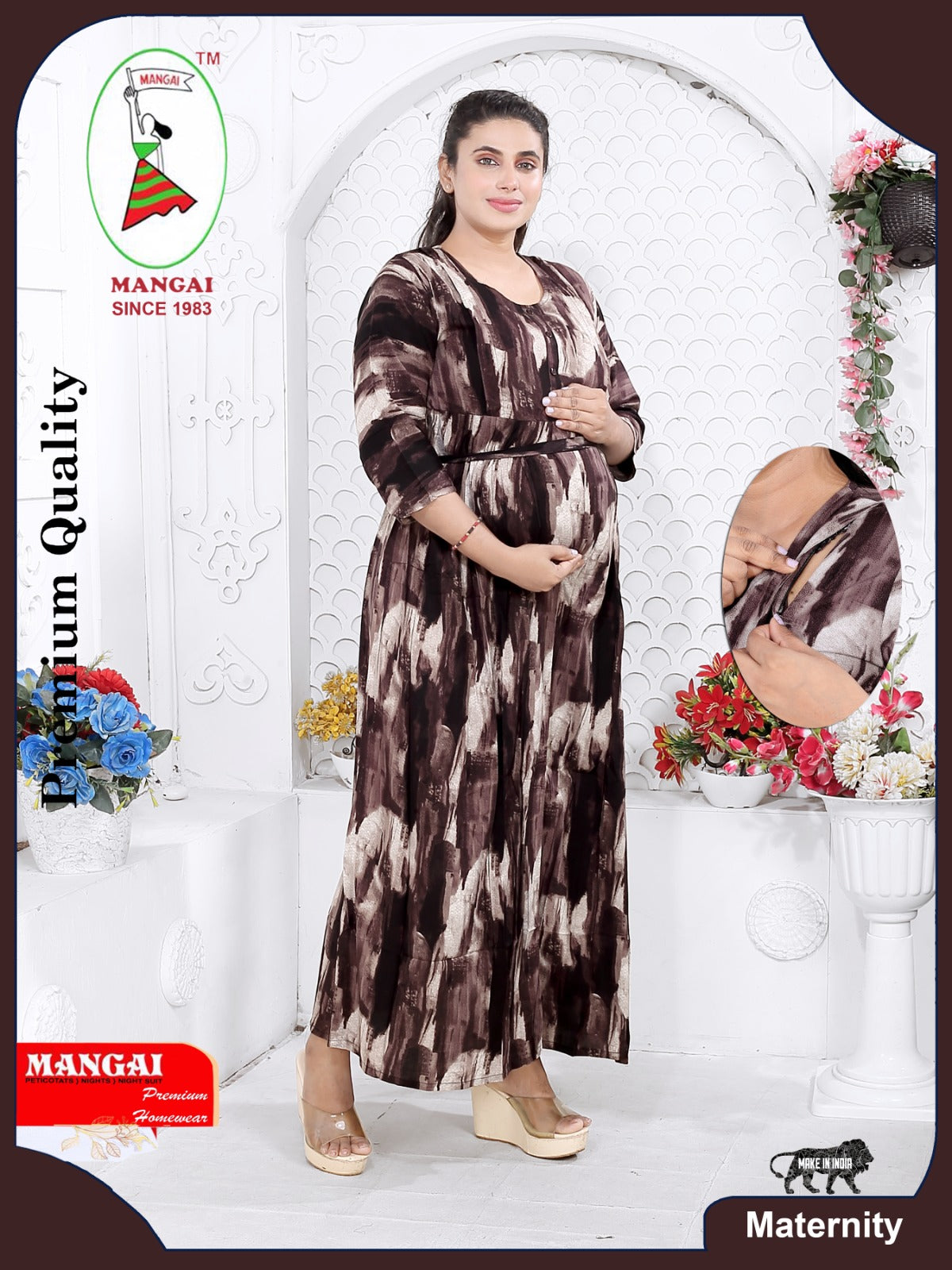 Soft Rayon4-IN-ONE Mom's Feeding & Casual Wear| Pre & Post Maternity Wear | Fancy Long Frock | Best Choice for Pregnancy Women (FIO-F)