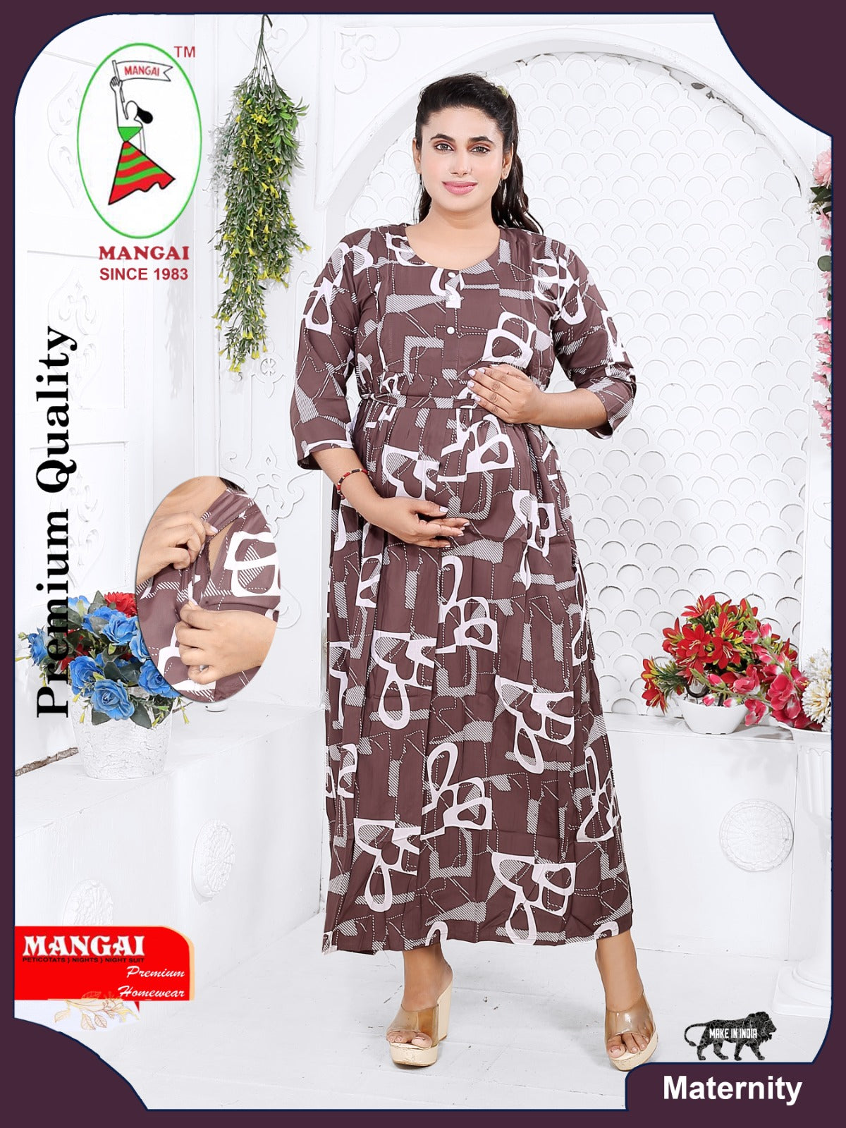 Soft Rayon4-IN-ONE Mom's Feeding & Casual Wear| Pre & Post Maternity Wear | Fancy Long Frock | Best Choice for Pregnancy Women (FIO-F)