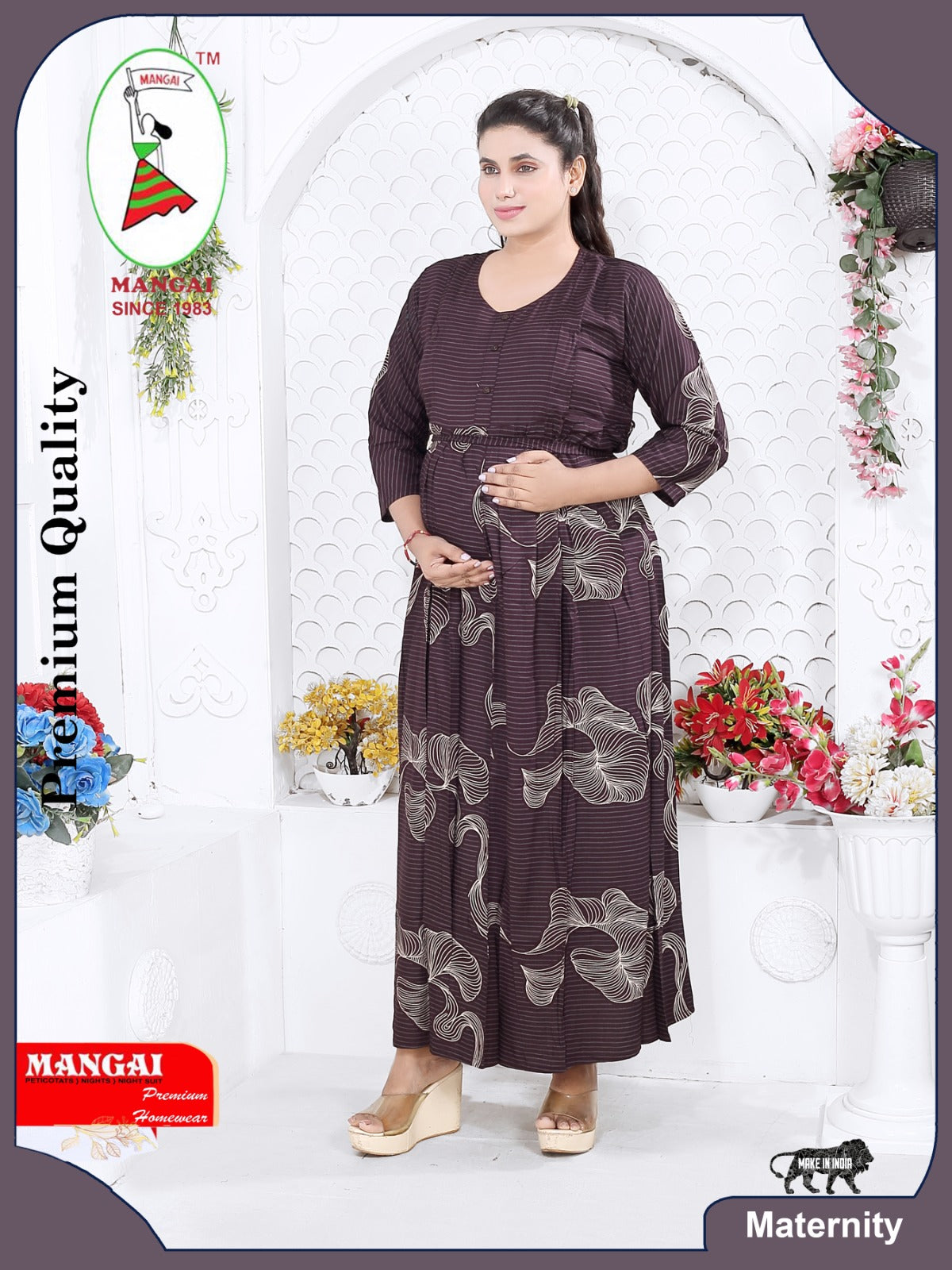 Soft Rayon4-IN-ONE Mom's Feeding & Casual Wear| Pre & Post Maternity Wear | Fancy Long Frock | Best Choice for Pregnancy Women (FIO-F)