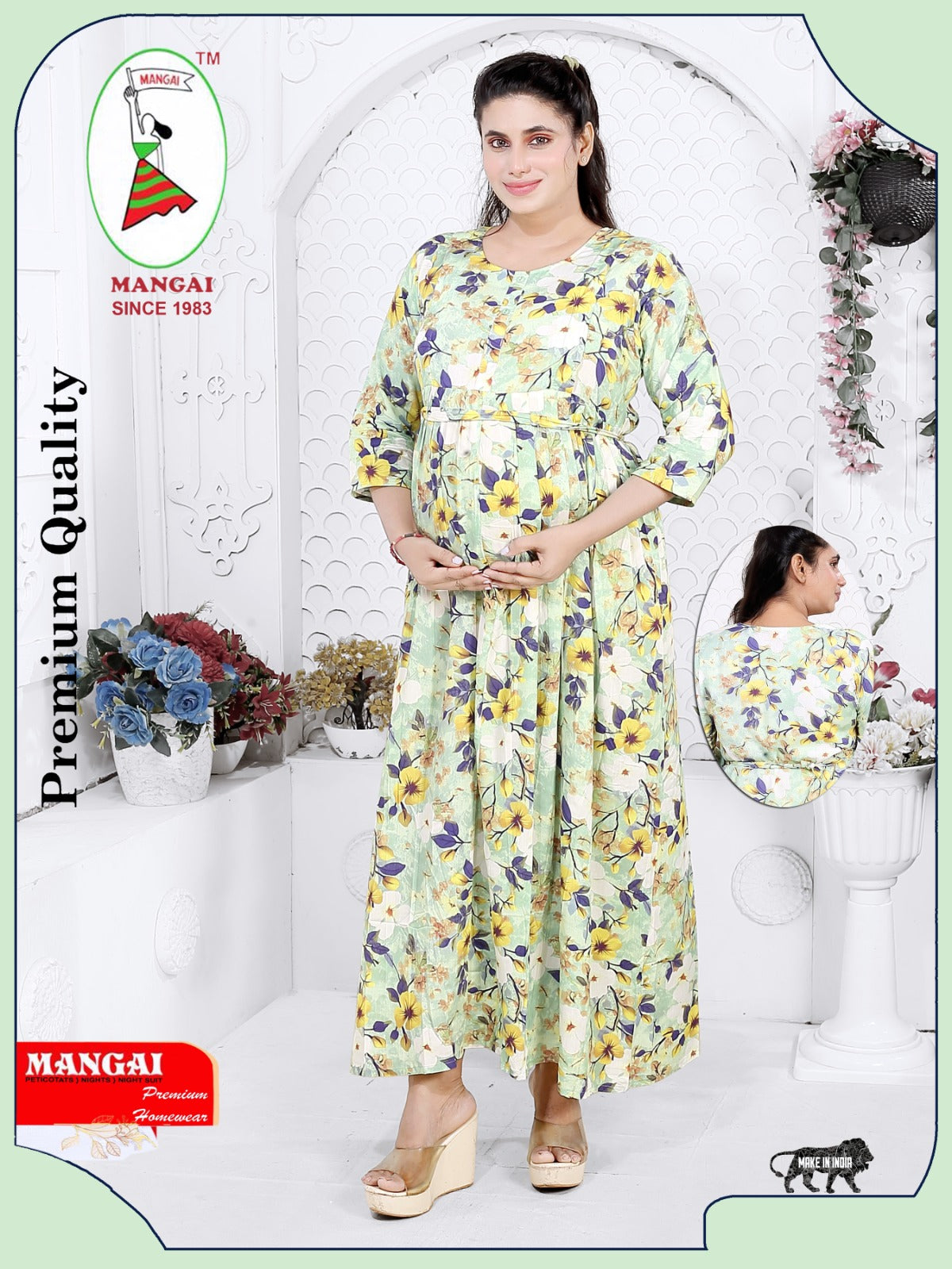 Soft Rayon4-IN-ONE Mom's Feeding & Casual Wear| Pre & Post Maternity Wear | Fancy Long Frock | Best Choice for Pregnancy Women (FIO-F)