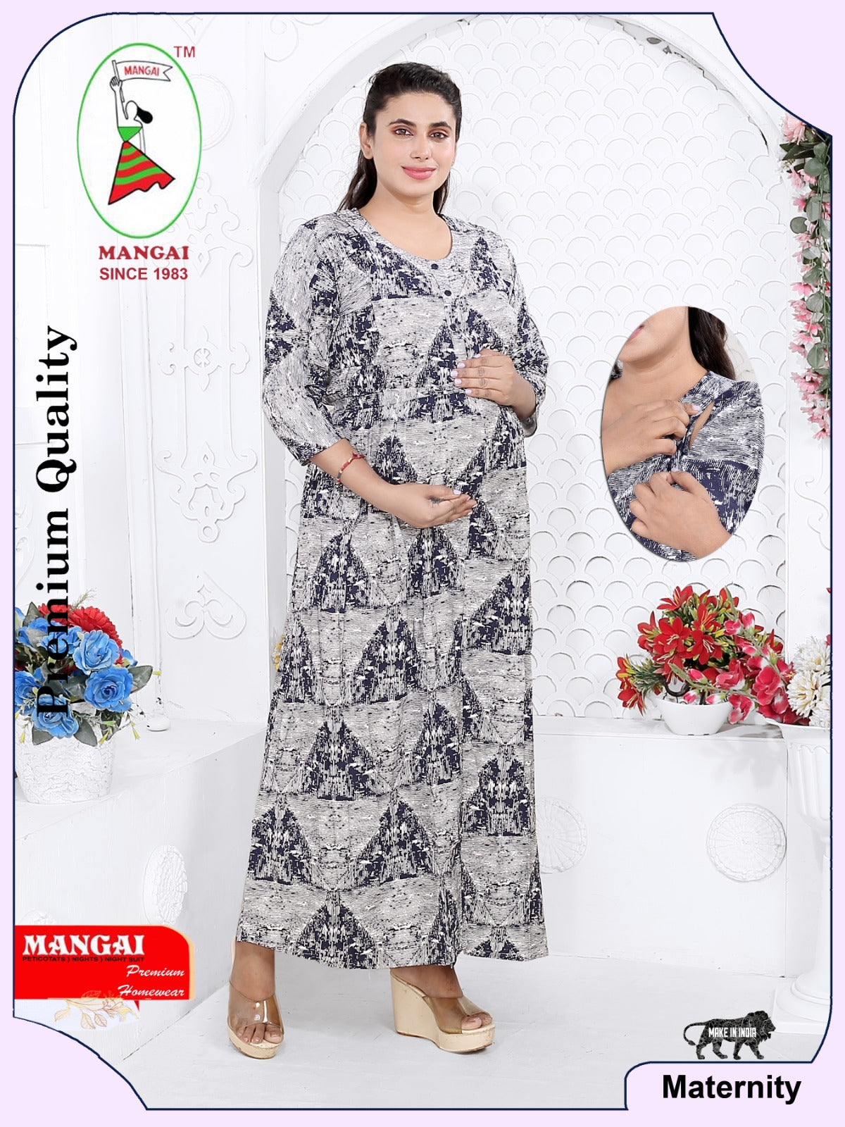 Soft Rayon4-IN-ONE Mom's Feeding & Casual Wear| Pre & Post Maternity Wear | Fancy Long Frock | Best Choice for Pregnancy Women (FIO-F)