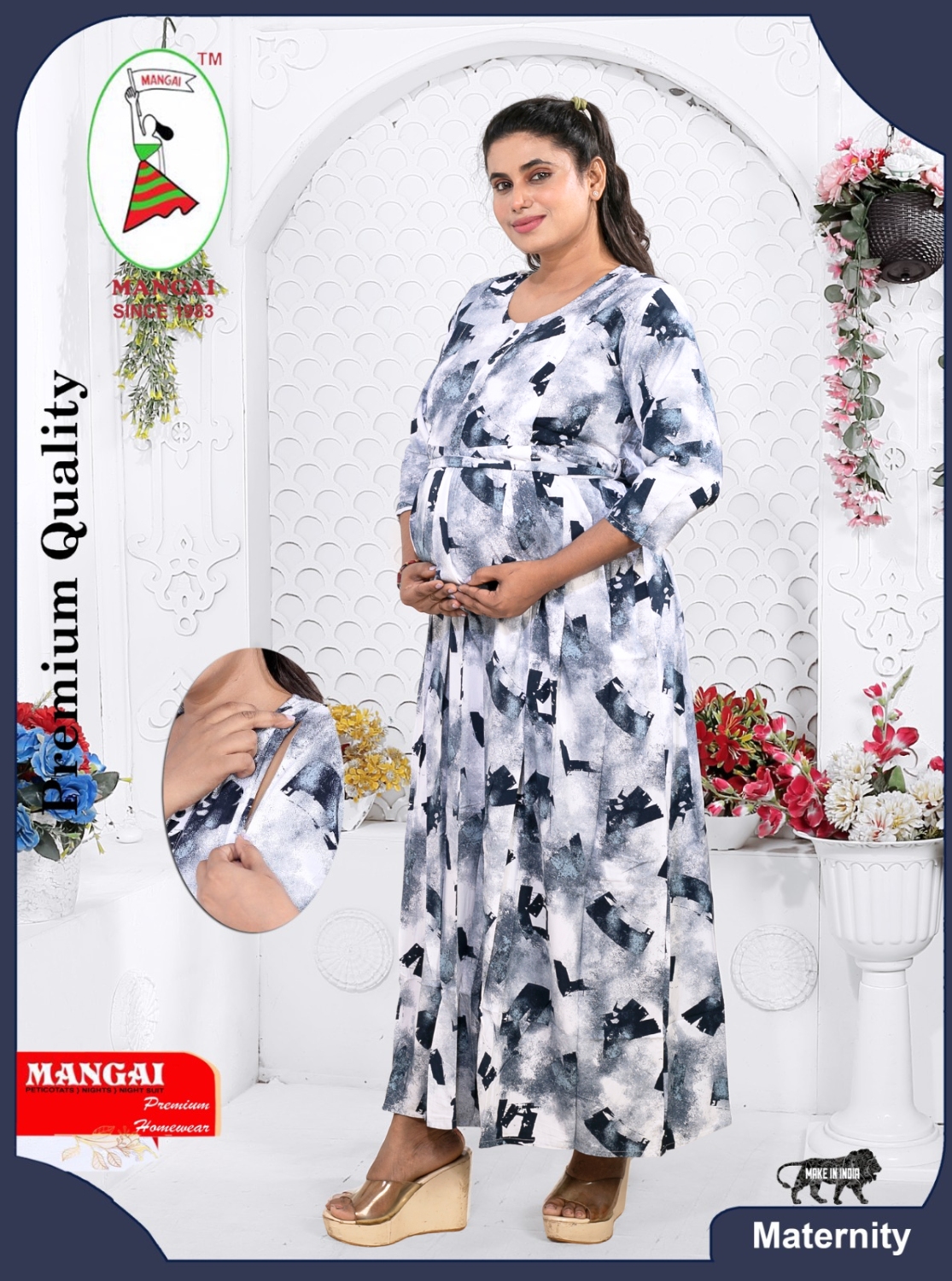 Soft Rayon4-IN-ONE Mom's Feeding & Casual Wear| Pre & Post Maternity Wear | Fancy Long Frock | Best Choice for Pregnancy Women (FIO-F)