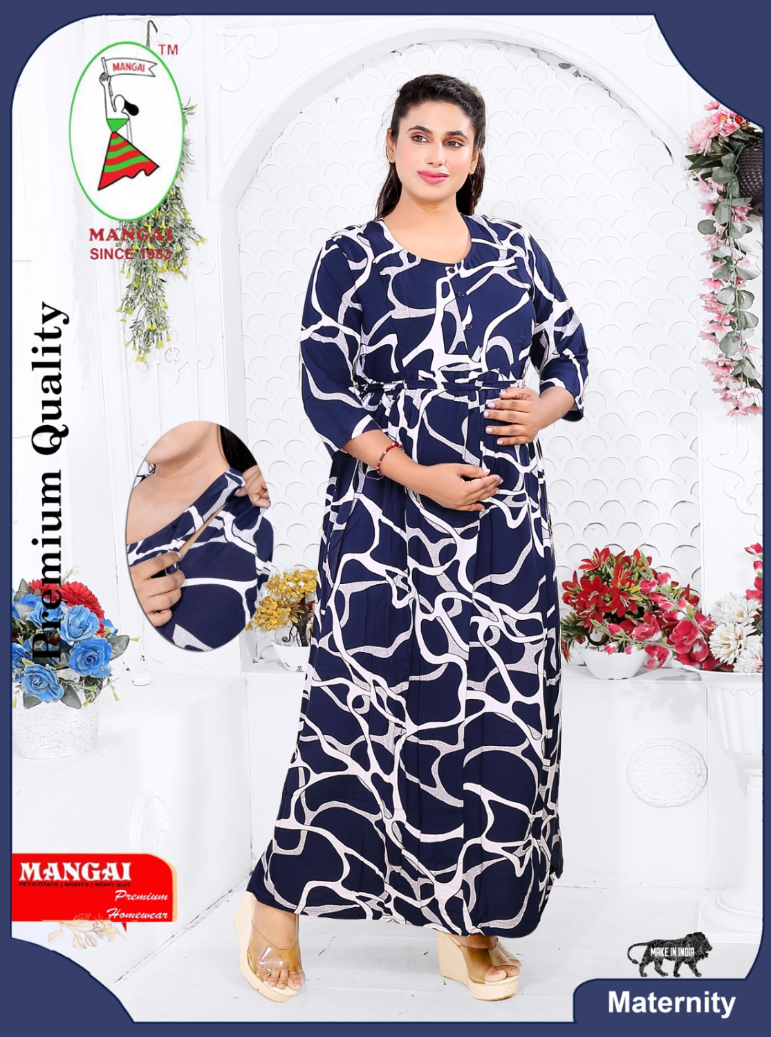 Soft Rayon4-IN-ONE Mom's Feeding & Casual Wear| Pre & Post Maternity Wear | Fancy Long Frock | Best Choice for Pregnancy Women (FIO-F)
