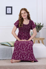 ALPINE Smocking Nighty | Beautiful Pleated Design | Side Pocket | Stylish Nighty for Trendy Women's | Your Perfect Nightwear Collection's (ALS)