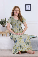 ALPINE Smocking Nighty | Beautiful Pleated Design | Side Pocket | Stylish Nighty for Trendy Women's | Your Perfect Nightwear Collection's (ALS)